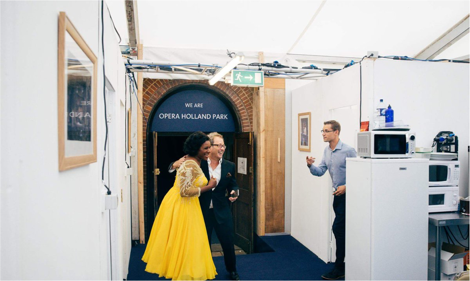  Sharing a joke backstage with Elizabeth Llewellyn and James Clutton 