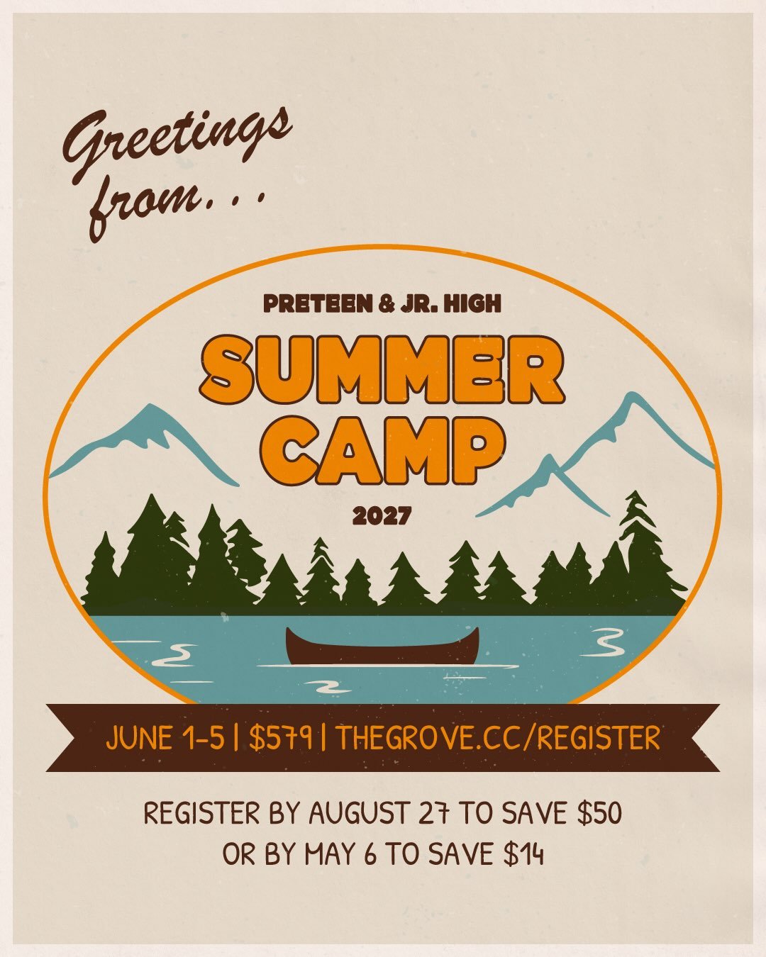 SUMMER CAMP 2027!! ⛰️🌟

Registration is now open for Summer Camp 2027!! Camp will be June 1-5 next year! Register by August 27 for our super early bird discount of $50! 

swipe for some highlights from last year ➡️➡️