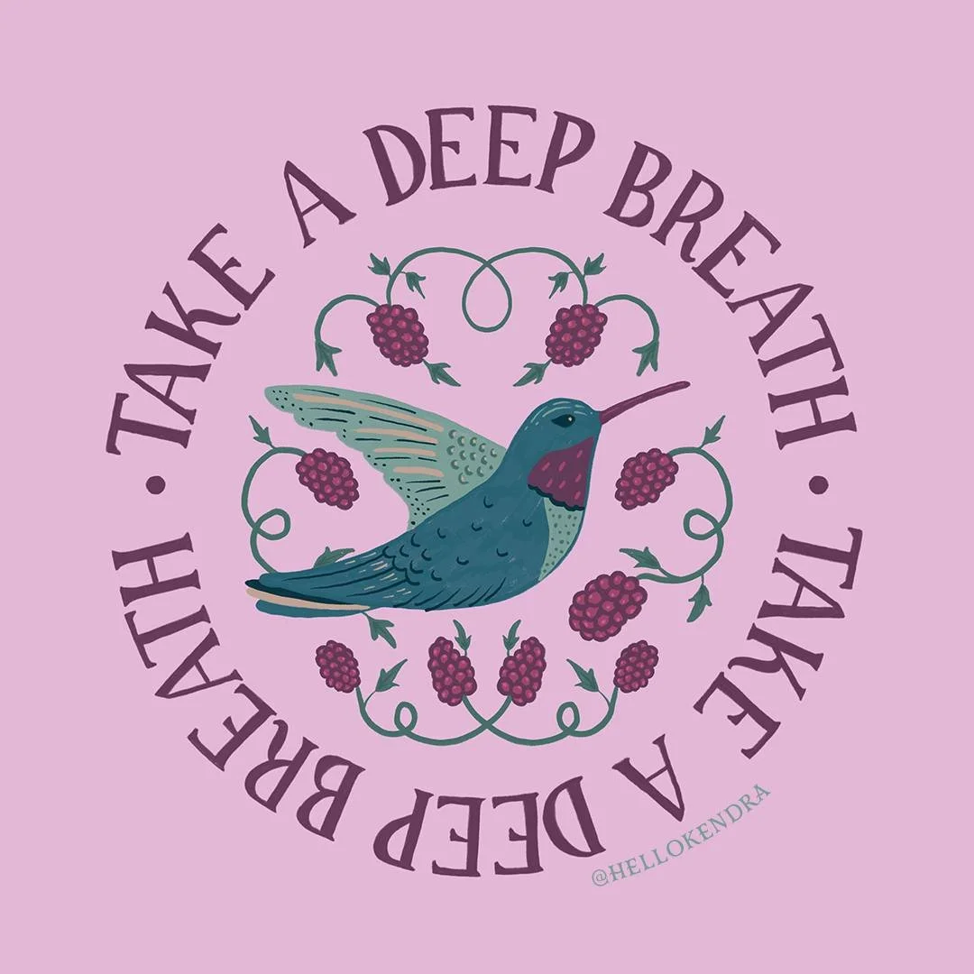 Was inspired by @calm to use this quote for a typography .. it says Take a Deep Breath every time you open the app, and I do!

This is also my entry for this week's #botanicalbeasties2025 I did the hummingbird, but not the hibiscus lol. I just wasn't