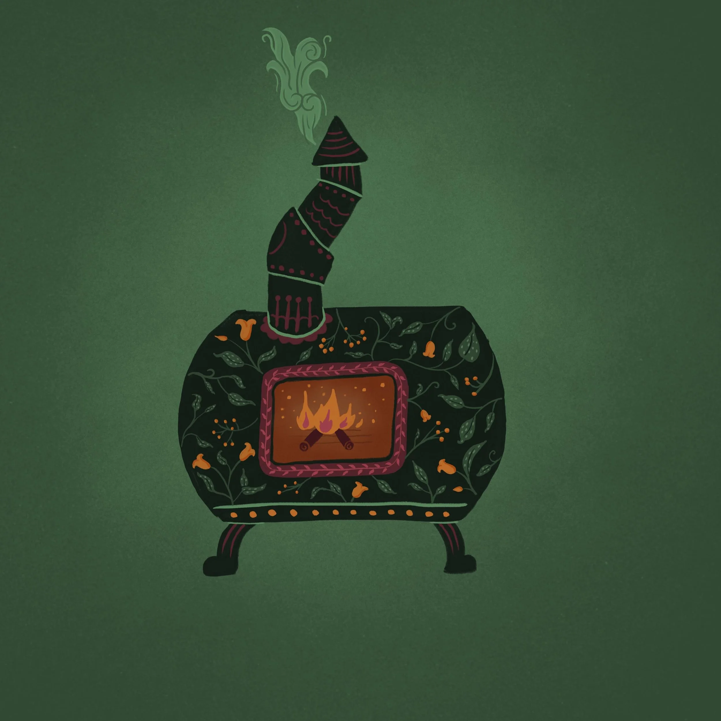 Sometimes you just need to draw a really funky folk inspired furnace. I had no project in mind for this, it was just a doodle I decided to make an illustration out of. No content in mind, not trying to please a demographic. Just vibes. 
And sometimes