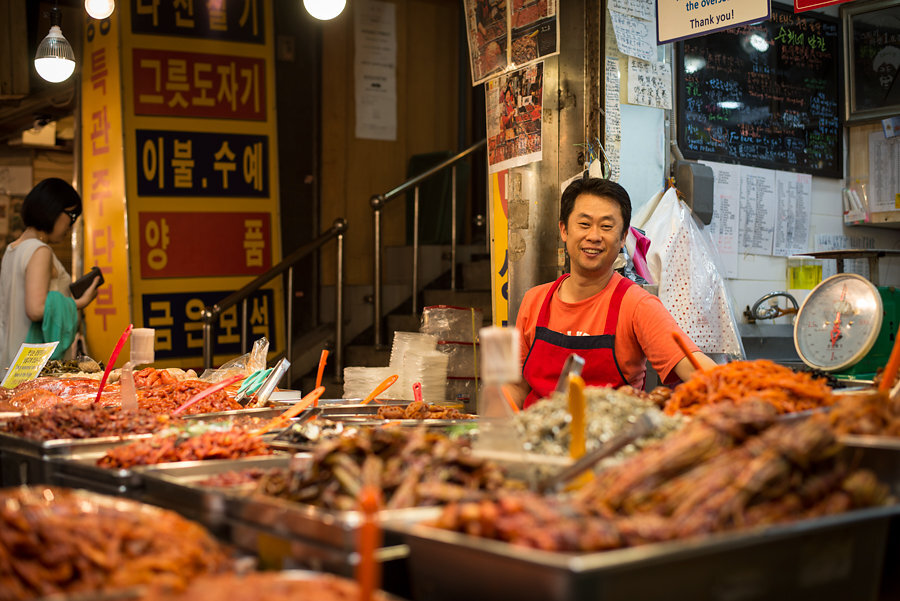 Mercado de comida Corea del Sur