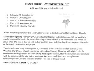 Lenten Dinner Church Begins — St. Paul Lutheran Church