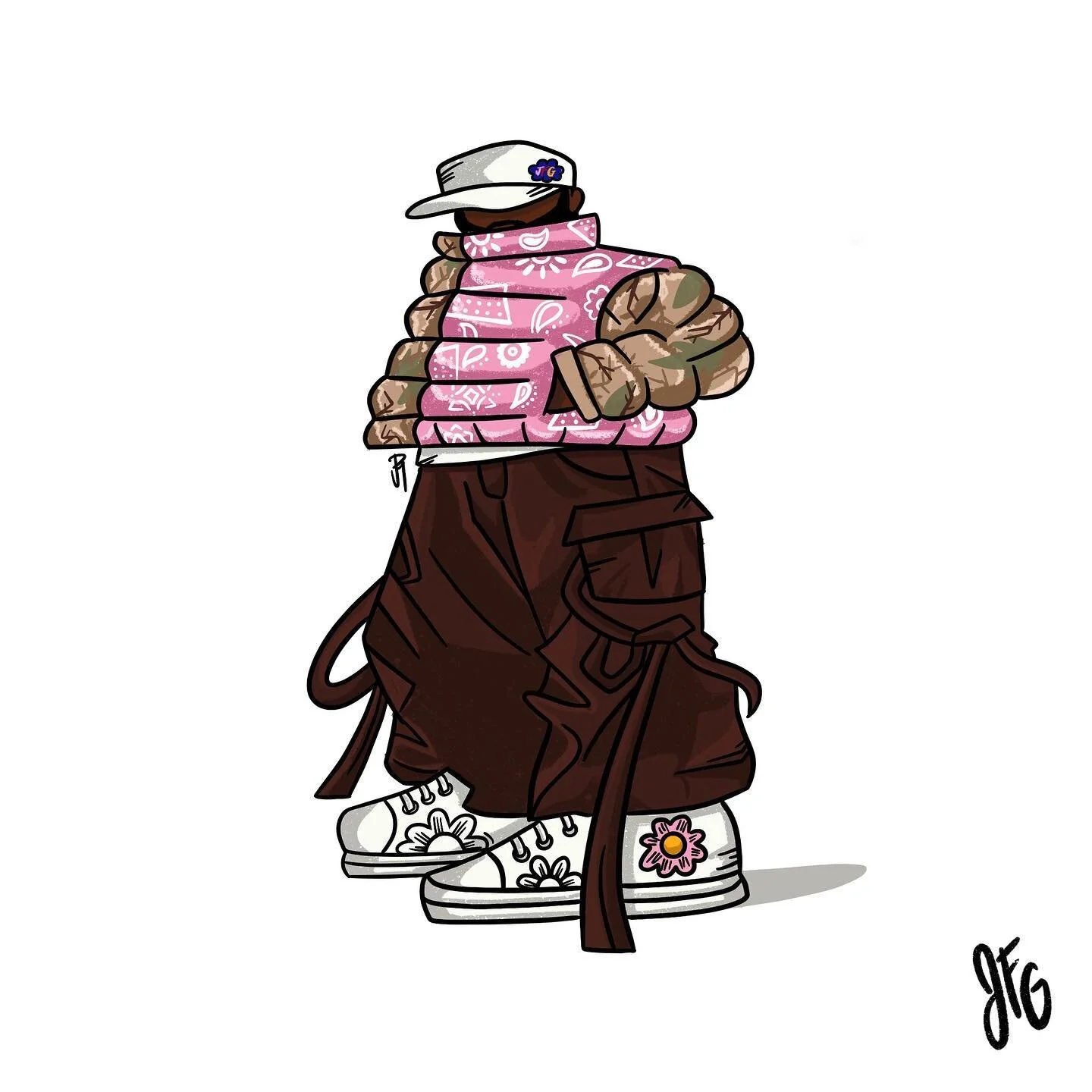 JFG.

Whenever I&rsquo;m asked of my dream collab or who inspires me the most, I always have the same response: Joe Freshgoods. Seeing another Black creator who does not believe in the constraints of structure really speaks to me. The range of his pr