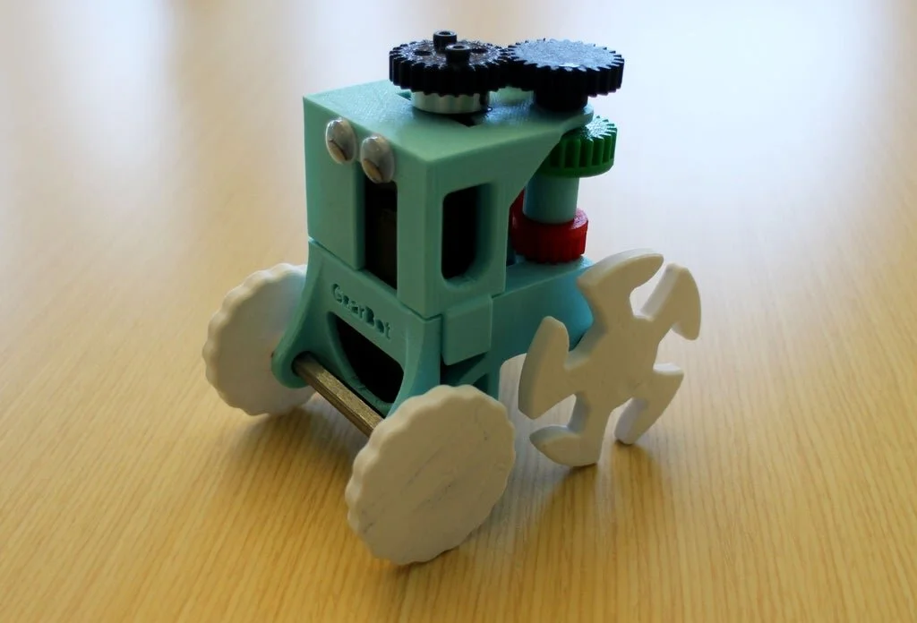 GearBot: A 3D printable robot with a functional clutch mechanism