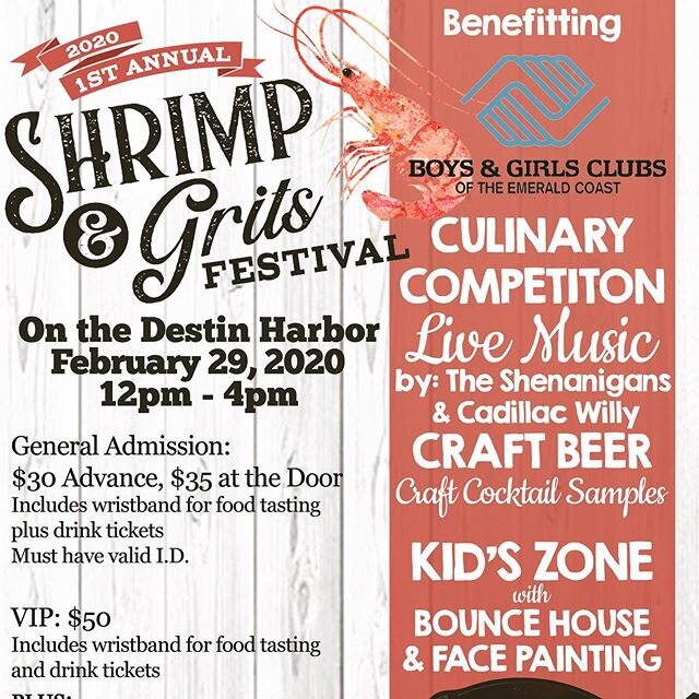 Tickets are on sale now! 
Go to www.shrimpandgritsfest.com to get your tickets today! Limited quantities available so don&rsquo;t delay! 🍤