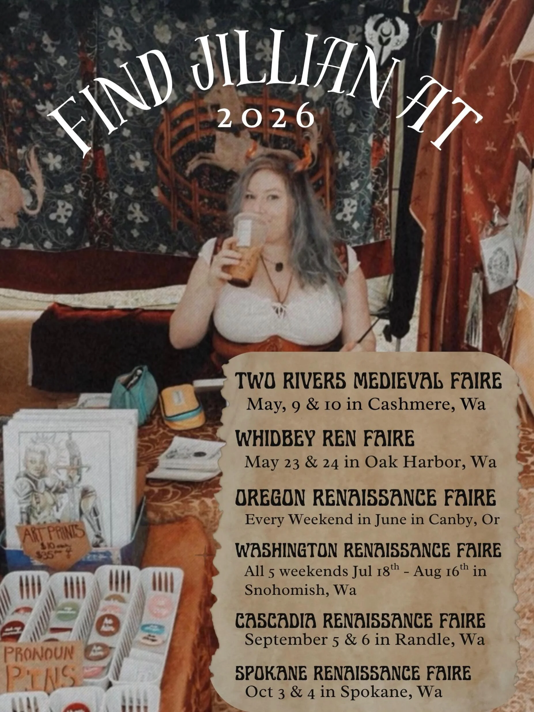 The 2026 season is about to start! WHERE WILL I BE SEEING YOU? 

.
.
.
#tworiversmedievalfaire #whidbeyrenfaire #oregonrenaissancefaire #washingtonrenaissancefaire #cascadiarenfaire