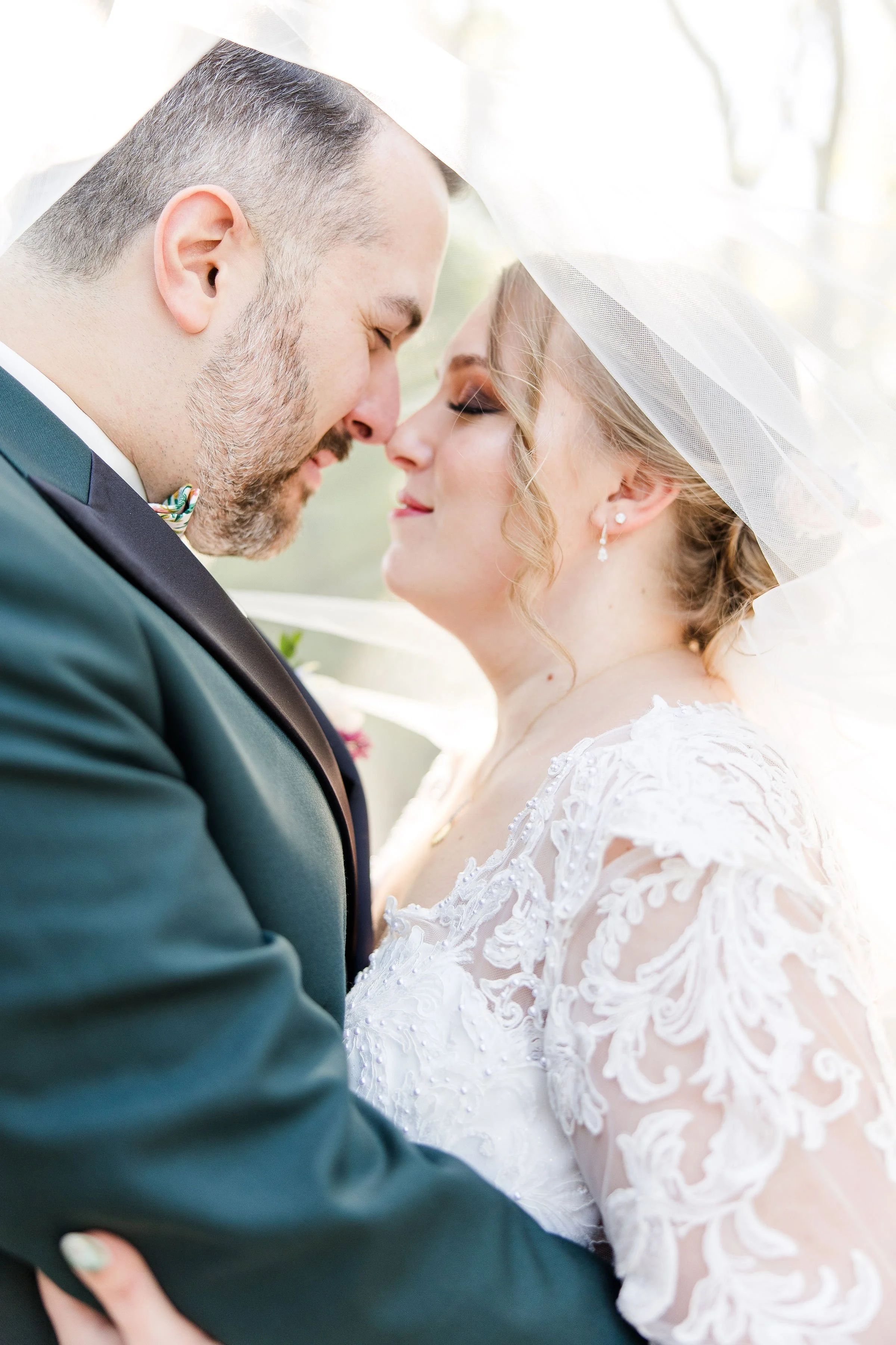 up close shot of bride and groom in new hampshire wedding