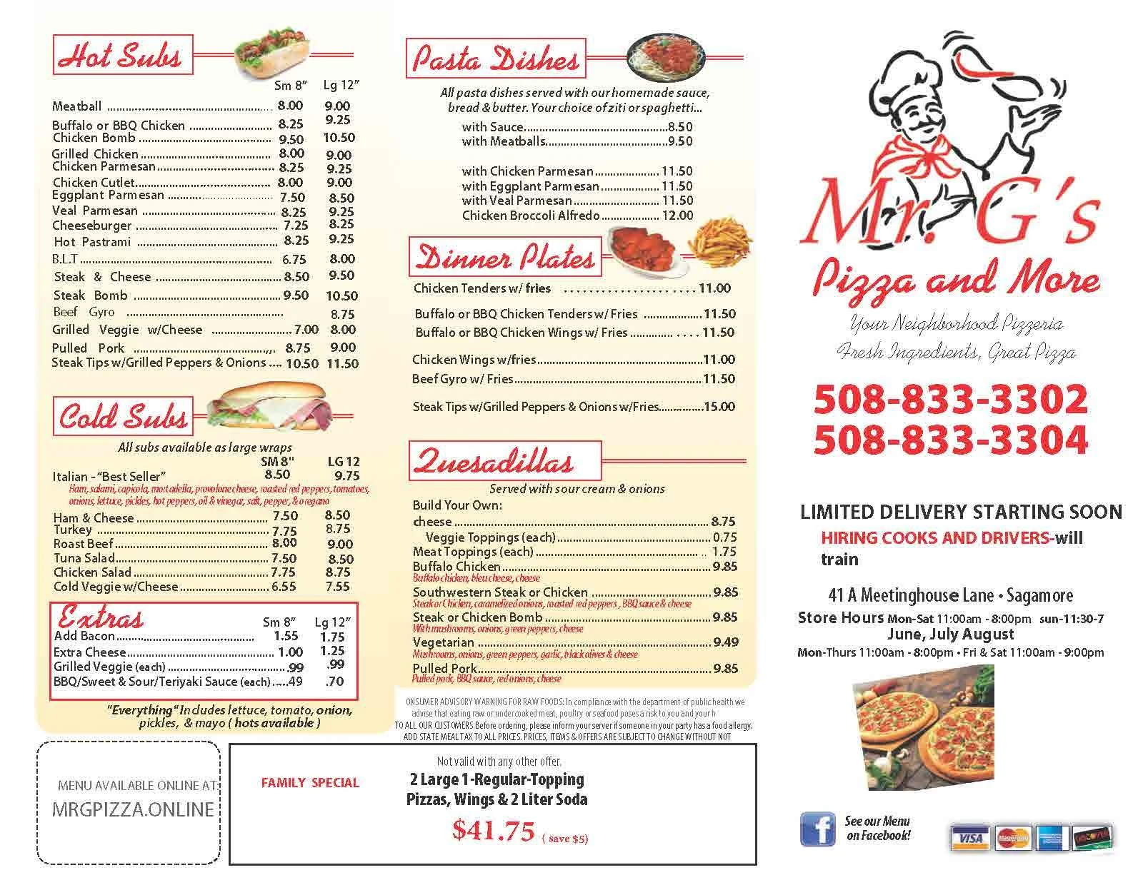 Menu — Sagamore Beach Pizza