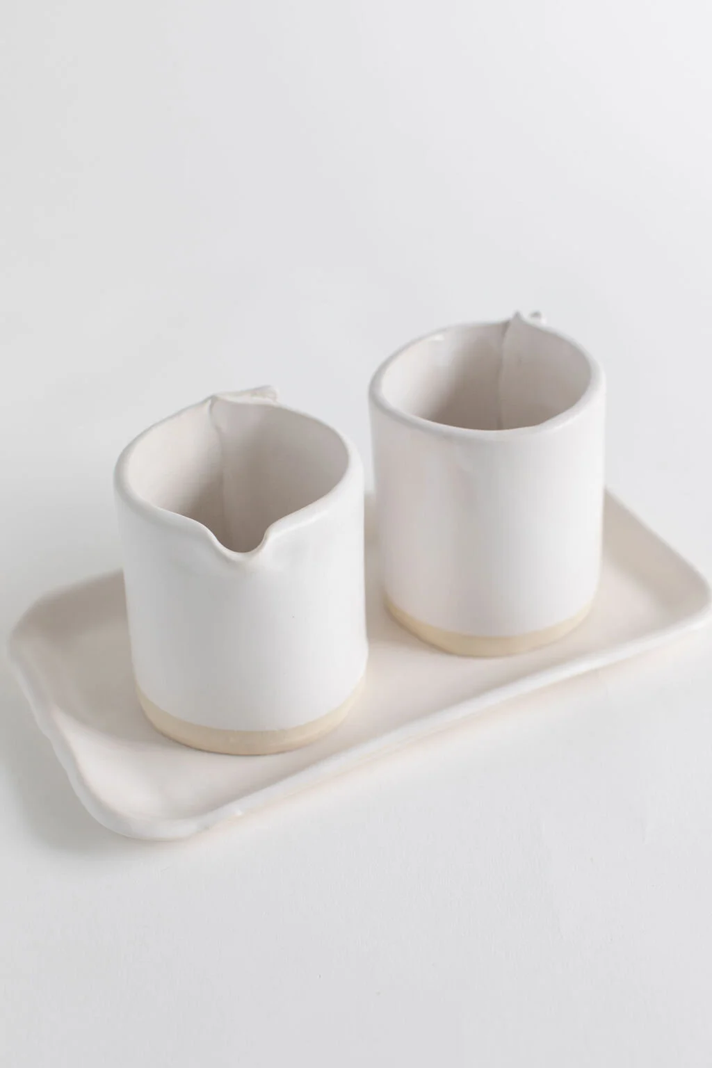 White Matte Ceramic Sugar & Creamer Set Tagliaferro Ceramics — Tagliaferro