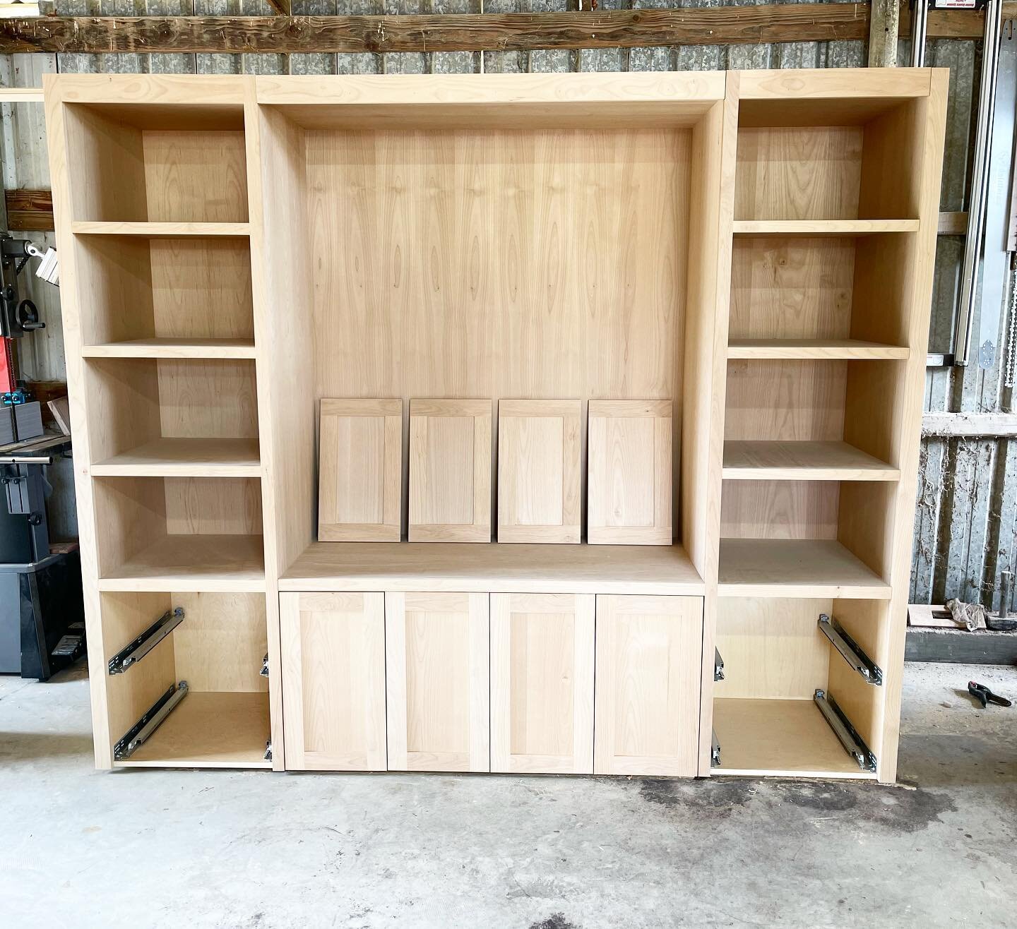 Paint grade entertainment center coming along #customcabinetry #customcarpentry #entertainmentcenter #valleywoodwork