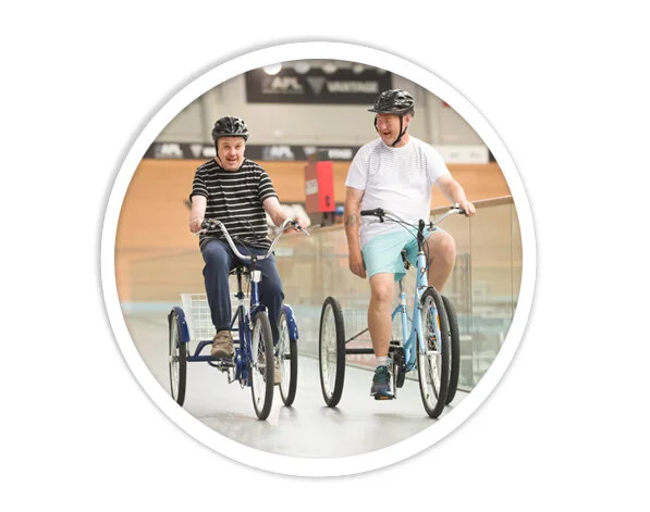 Darrell and Aaron Ure (Wheels in Motion) at the Avantidrome in Cambridge