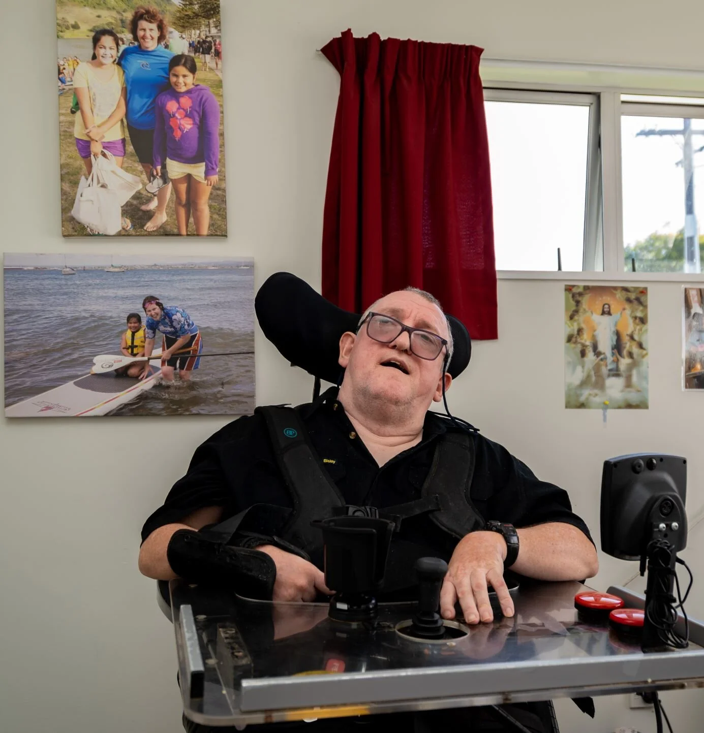 Peter’s faith and family are very important to him. In the photos on the wall (behind) are Peter’s sister and her two daughters, Peter’s nieces.