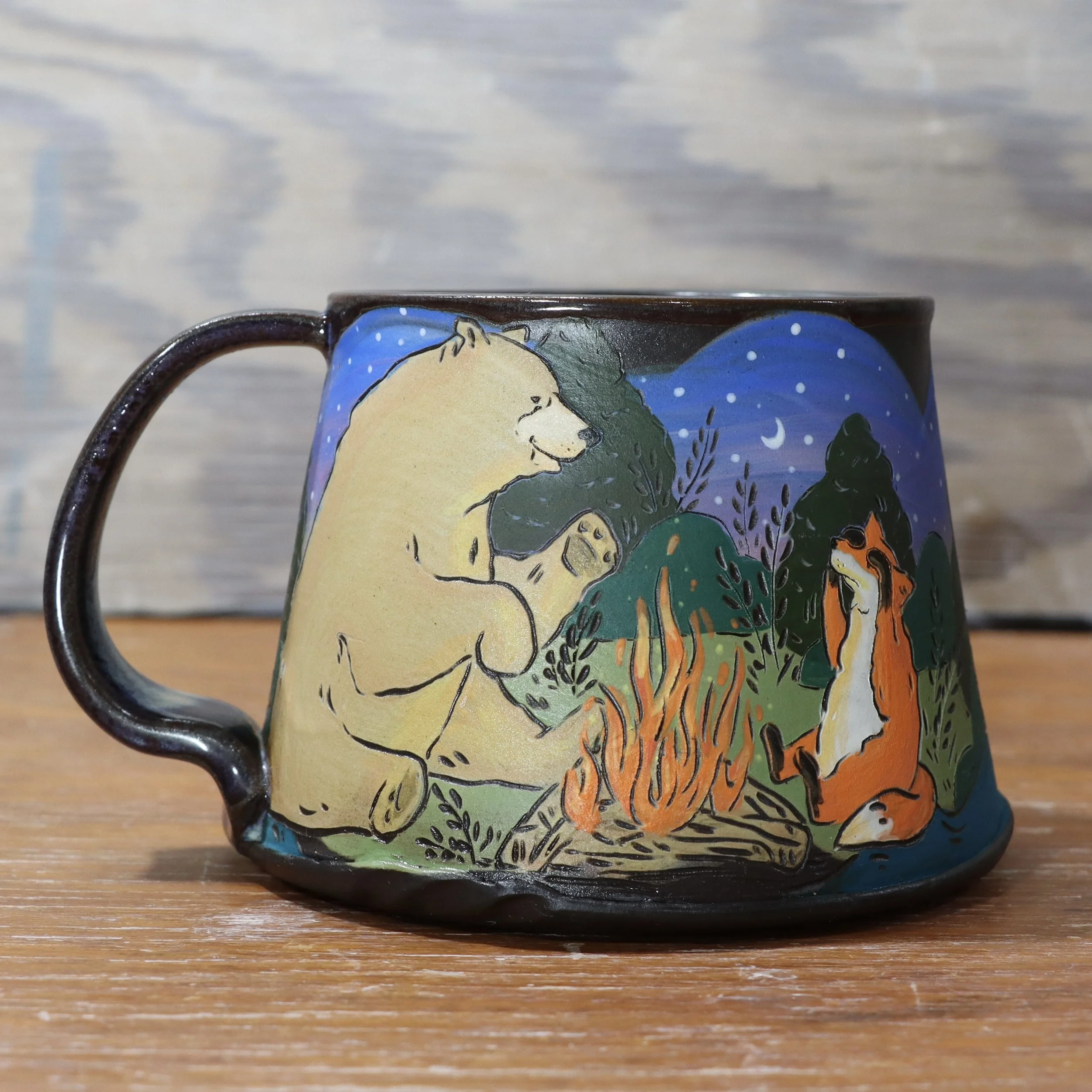 #8 Campfire Friends Brown Stoneware Mug