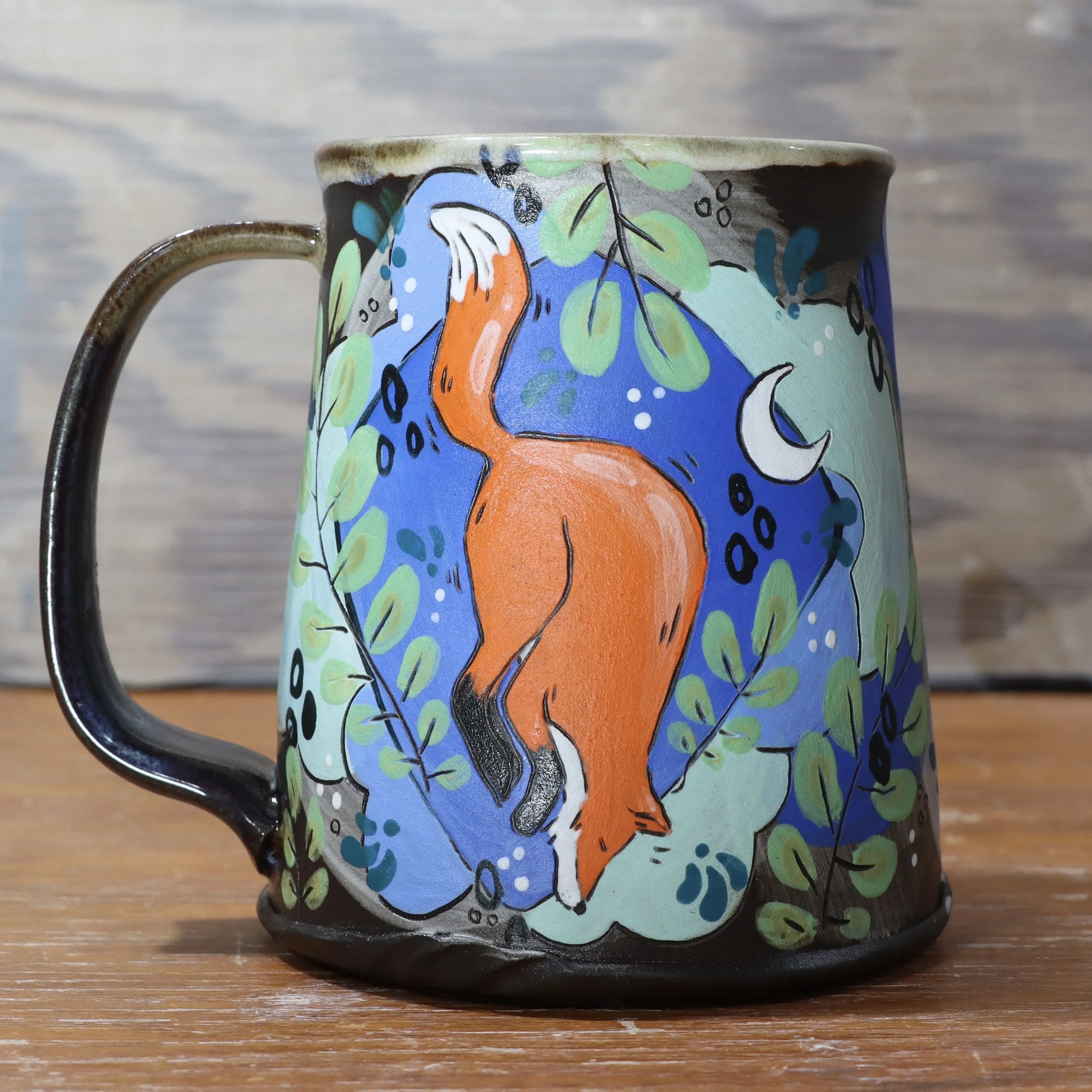 #18 Jumping Fox Brown Stoneware Mug