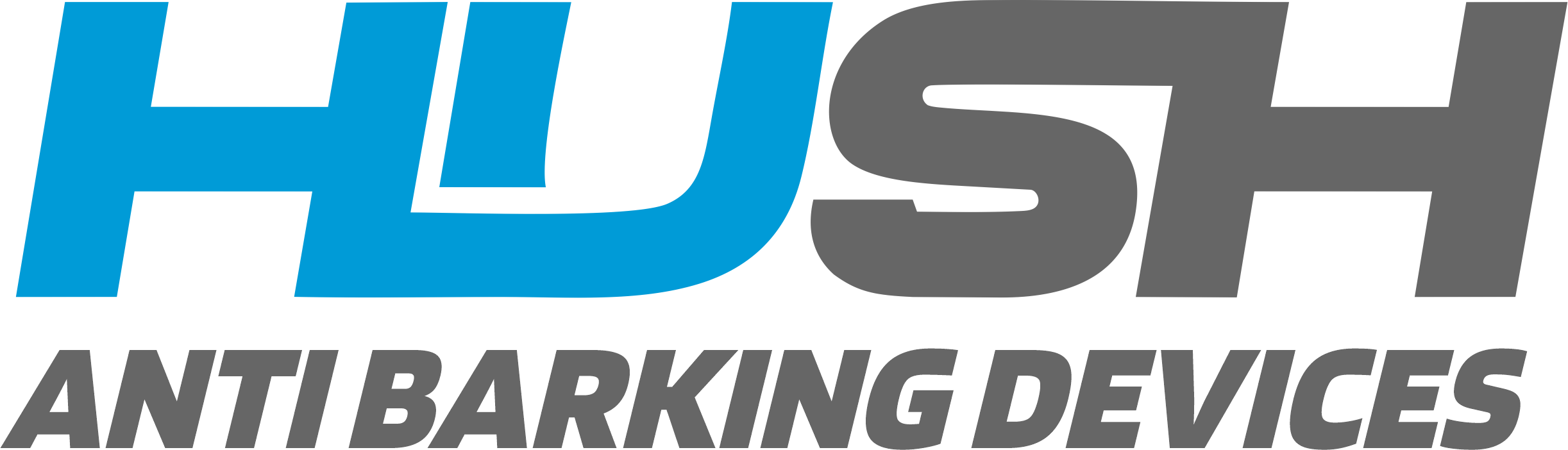 HUSH Anti-Barking Devices logo with blue and gray text