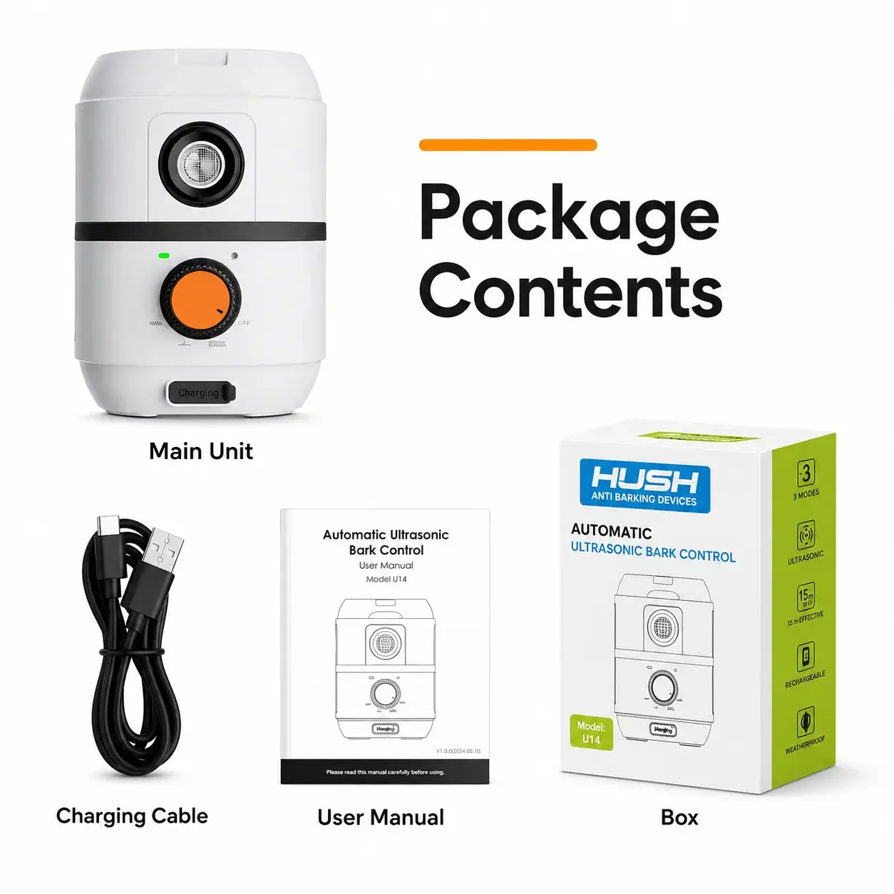 HUSH U14 Package contents unboxed