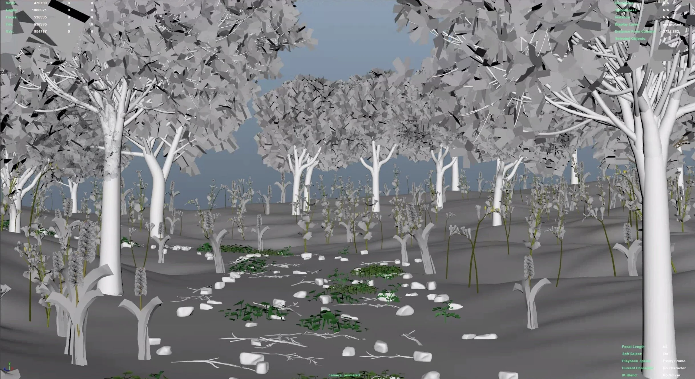 Added Rocks, Twigs, Shrubs and Other Elements to the Forest's Central Pathway