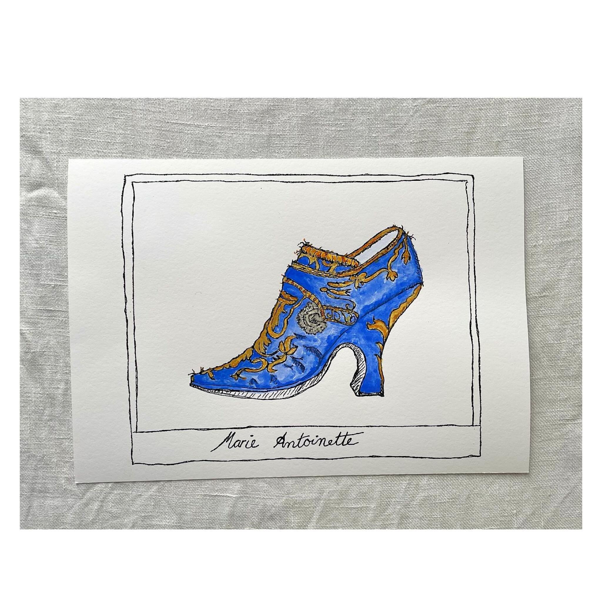 This piece of imagination is up on my site.
MARIE~ANTOINETTE Lapislaziuli &amp; Gold.

Hand-painted in Provence. 11 April 2024. 

Signed by the artist on the back. 

Masterwork line drawing,  illustrated by the artist. Pen on cold press 300gsm  fine 