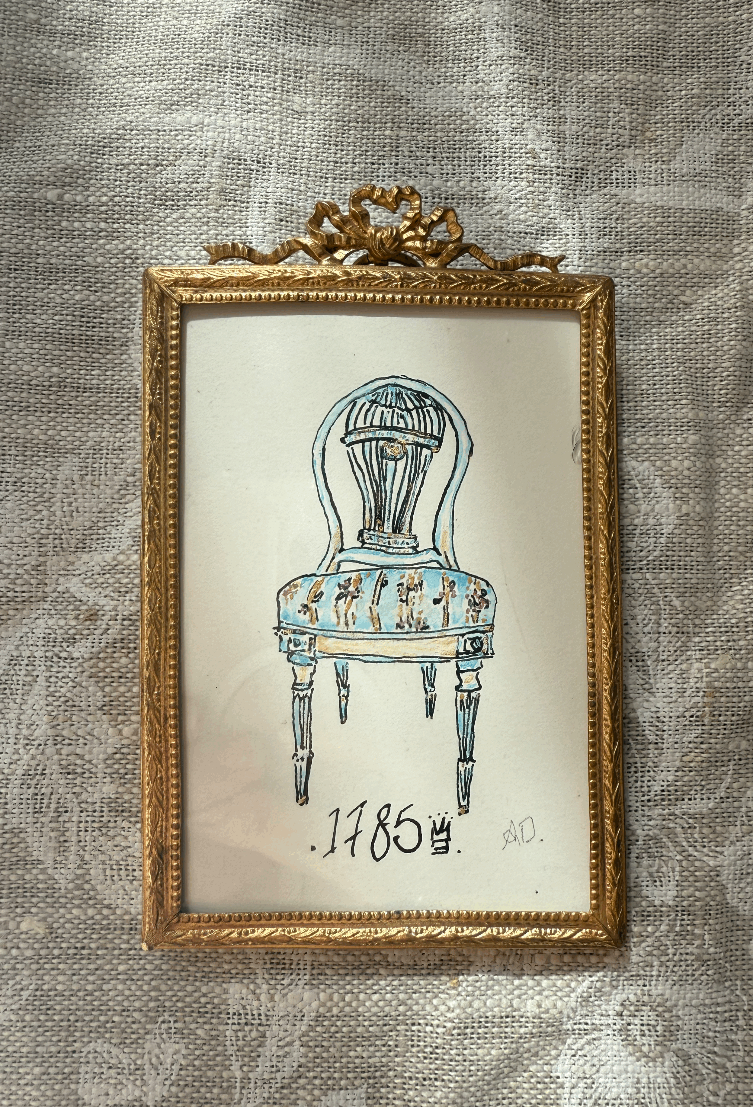 1785 Balloon Chair  ~  Antique Napoleonic Ribbon Frame 