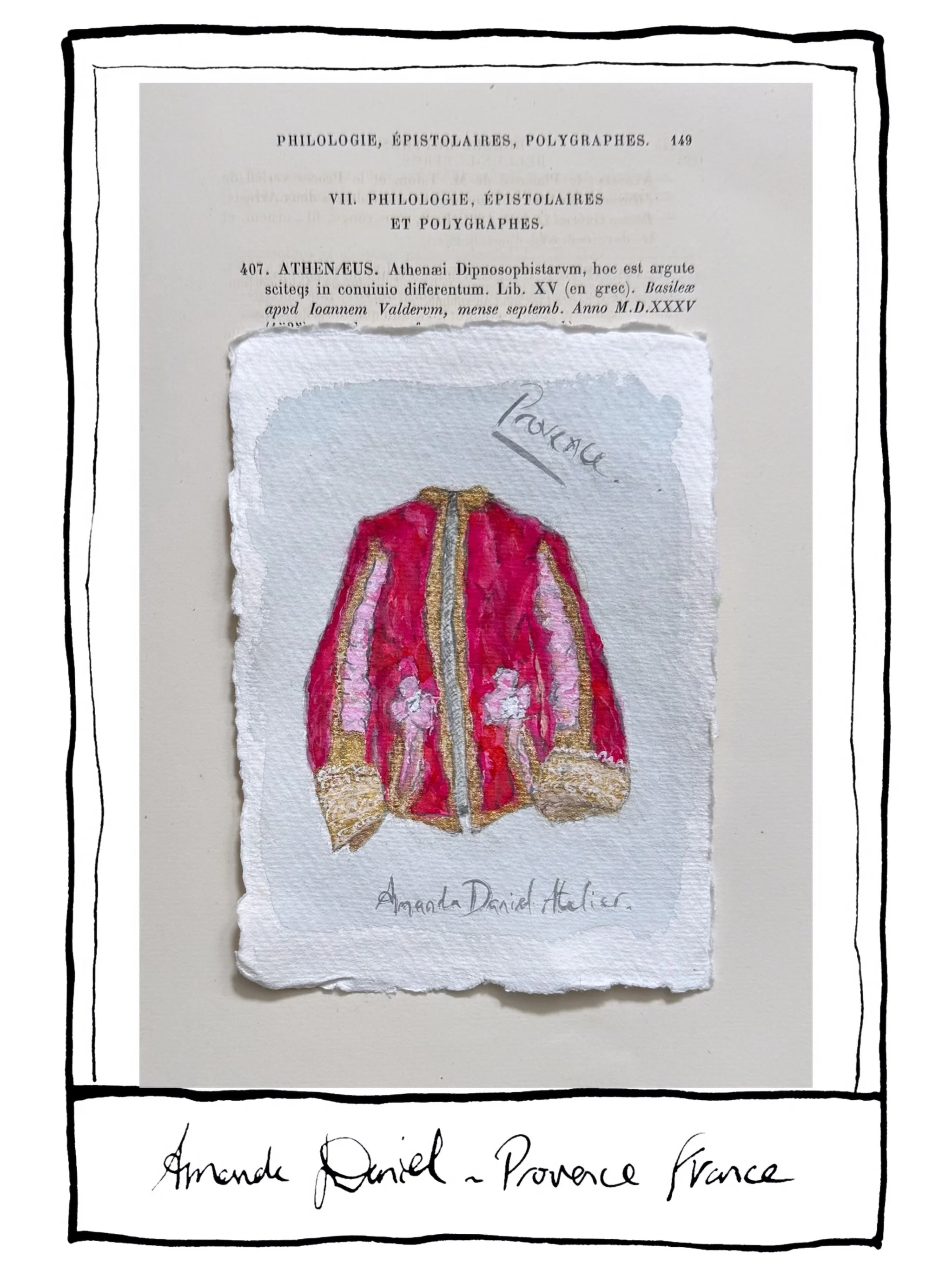 The favourite ❤️ 
1930s opera jacket 

 All my little feelings.
Tous mes petits sentiments.

Provence is a state of mind 🍓
La Femme Atelier💋

NEW NEWSLETTER IS UP @substack 
AmandaDaniel.com
Ink &amp; watercolour artist in Provence.
Originals &amp;