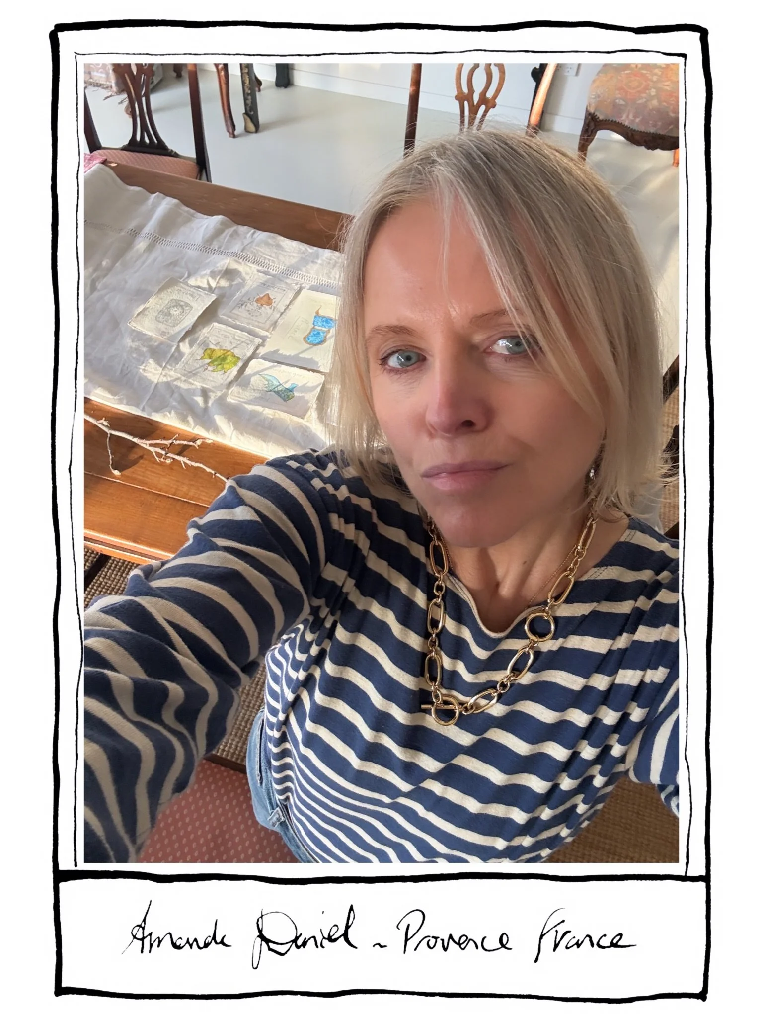 Flat lay ! 
New work 💋 working on new things 💋

The atelier is open in September. Visit to see my new work &amp; how it happens 💋
All the details are on my website 💋

Ink &amp; watercolour artist in Provence.
Originals &amp; fine art prints avail