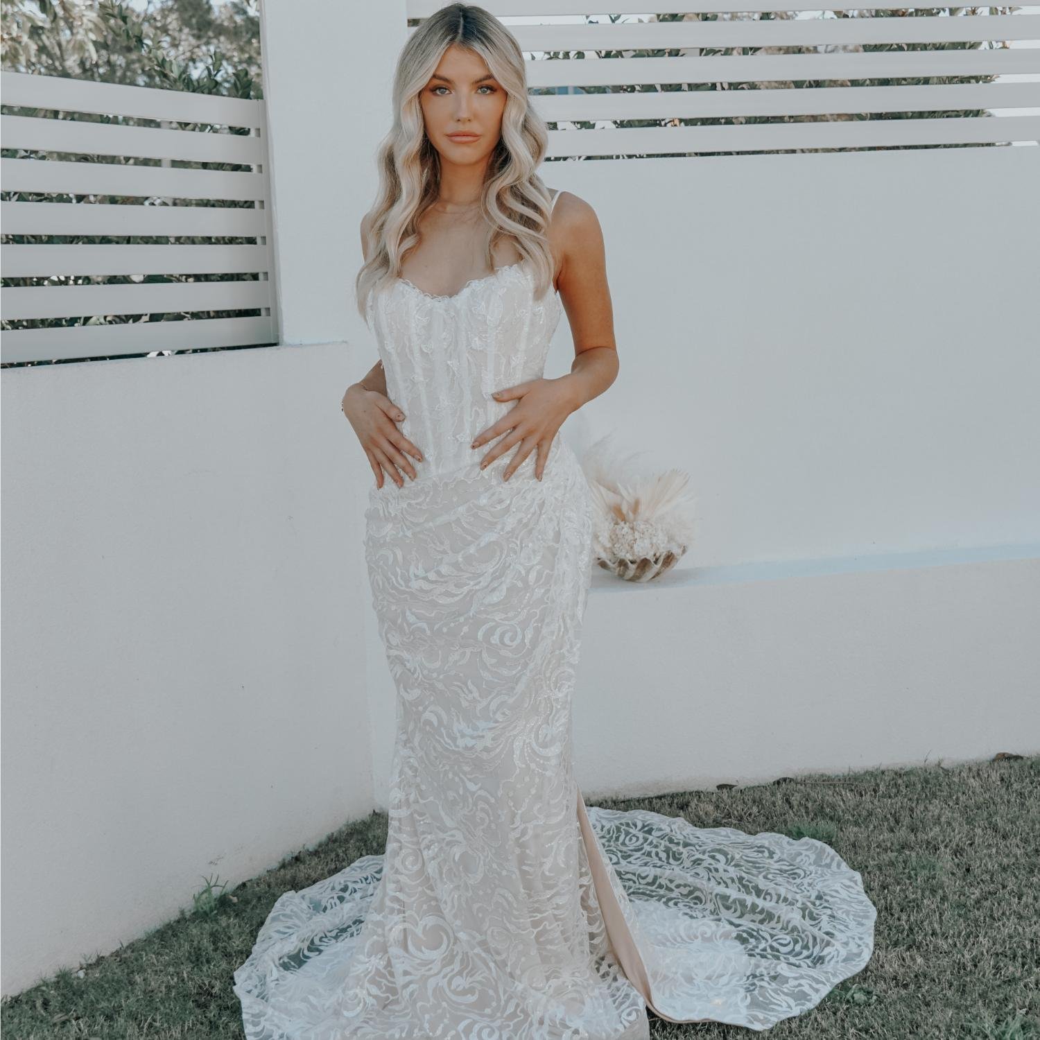 Sunrise wedding dress by Rachel Rose Bridal 