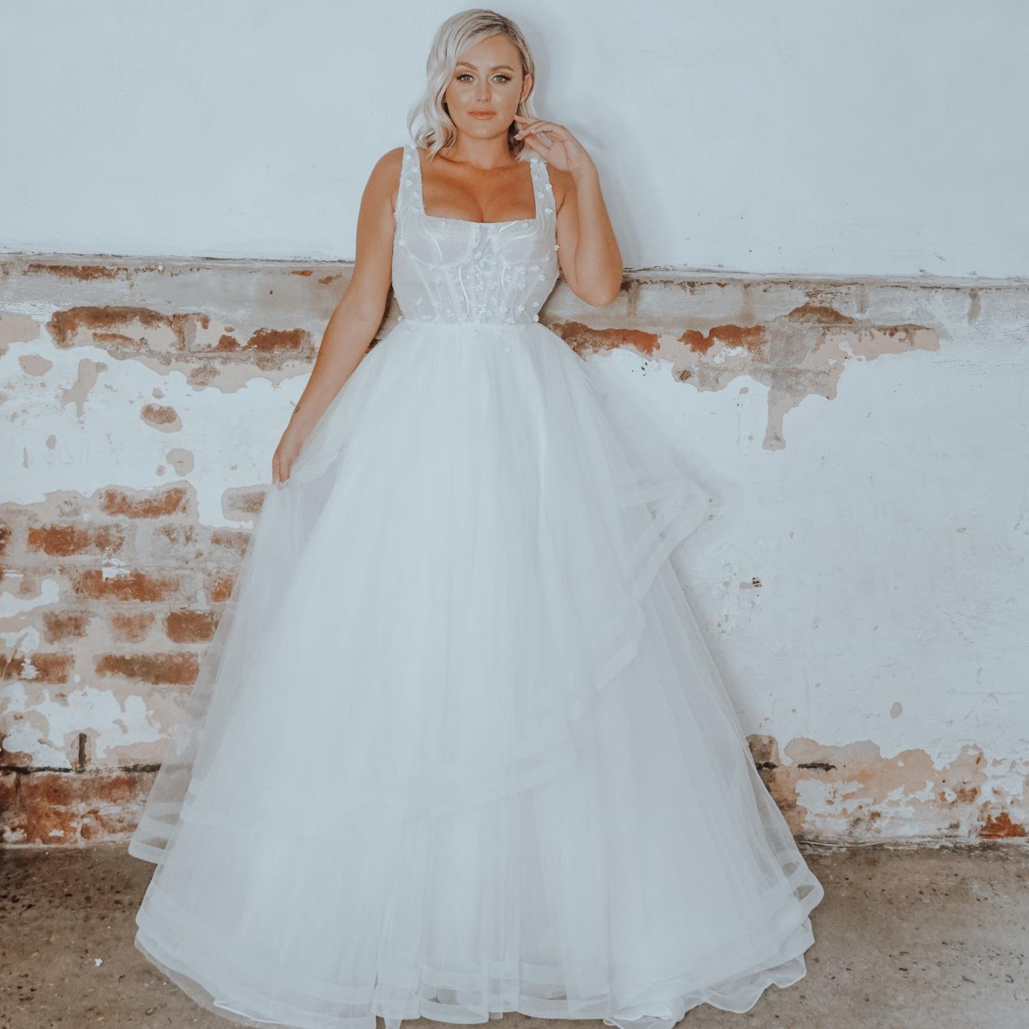 Stone wedding dress by Rachel Rose Bridal 