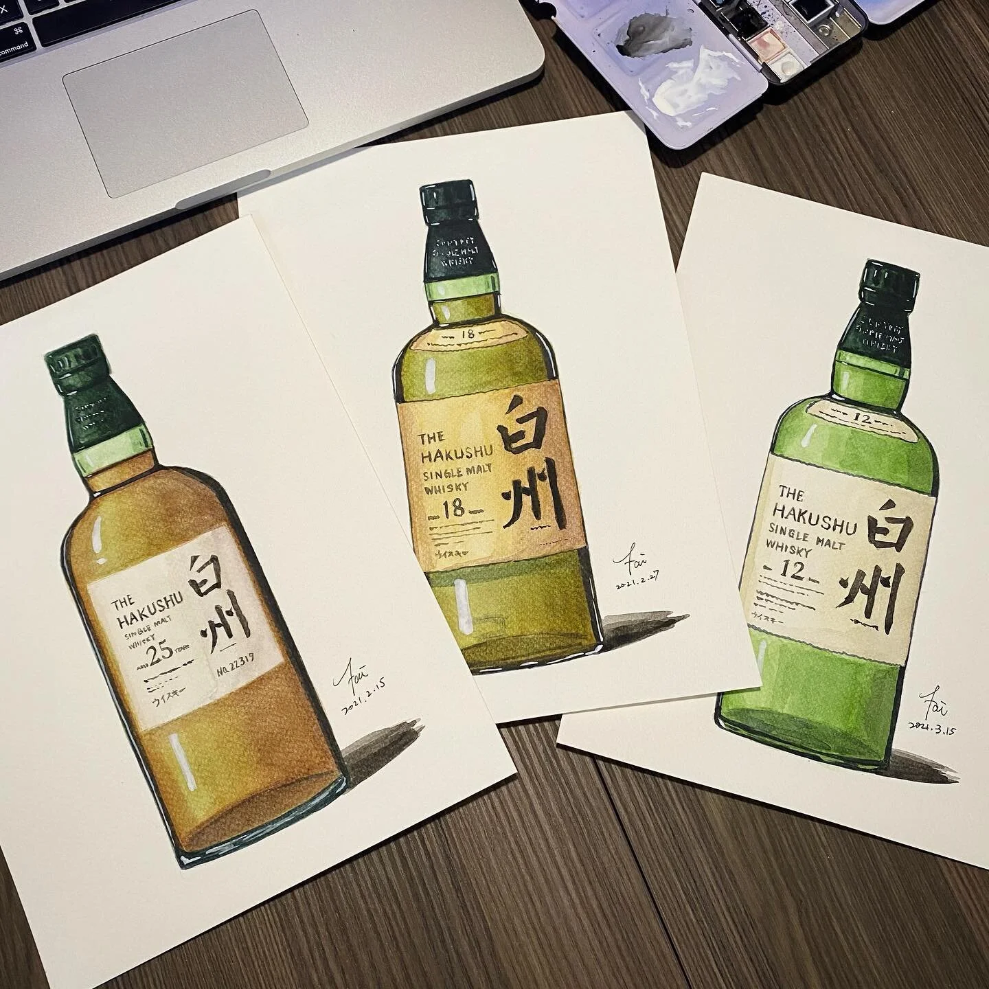 #whisky #hakushu #japanesewhisky #whiskylover #whiskygram #whiskyporn #suntorywhisky #whiskywatercolor #painting #watercolorpainting #ウイスキー #ジャパニーズウイスキー #サントリーウイスキー #白州蒸留所 #白州ハイボール #白州ウイスキー #白州12年 #白州18 #白州25 #威士忌 #威士忌酒 #日本威士忌 #威士忌酒吧 #bar #barten