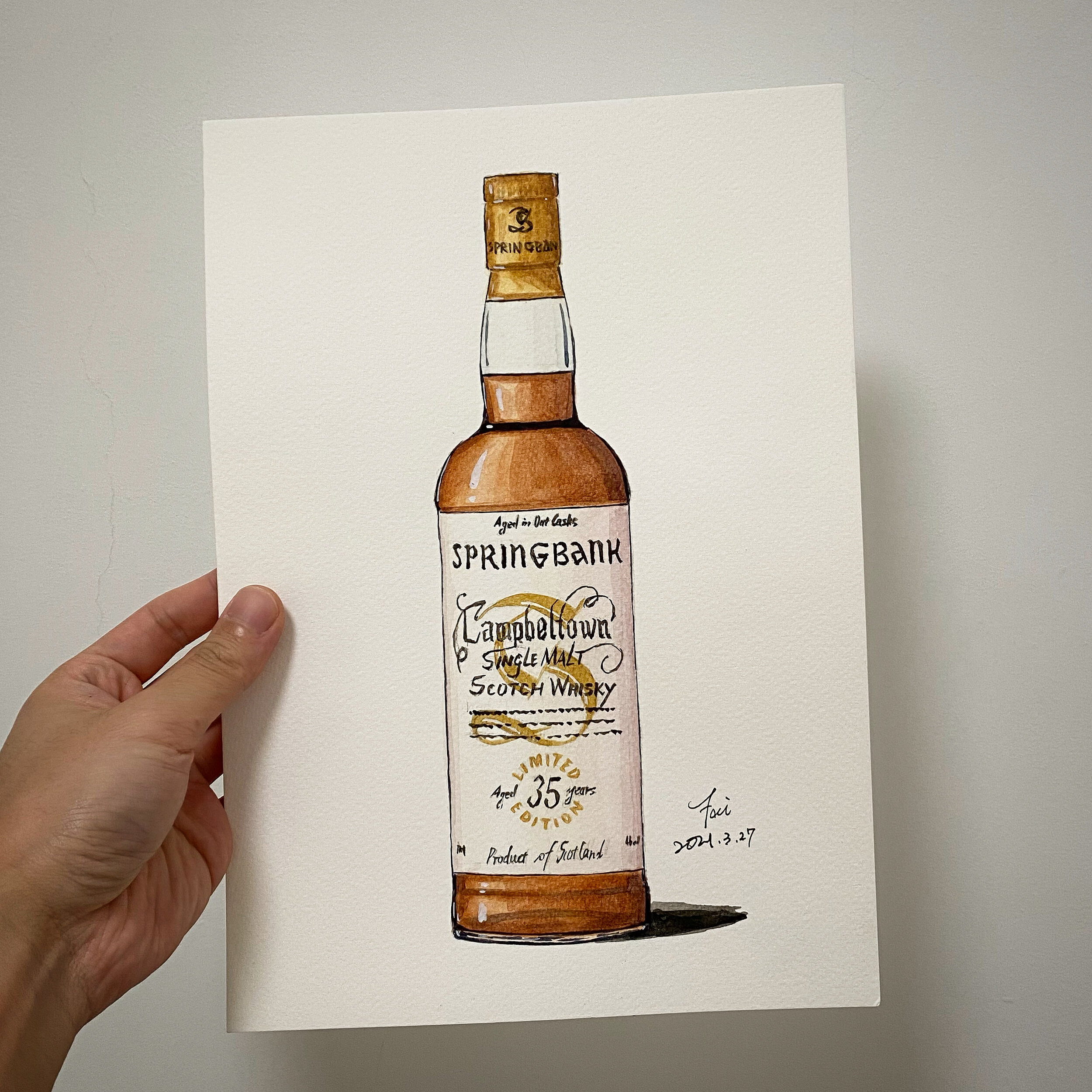 Springbank 35YO - Original watercolor painting