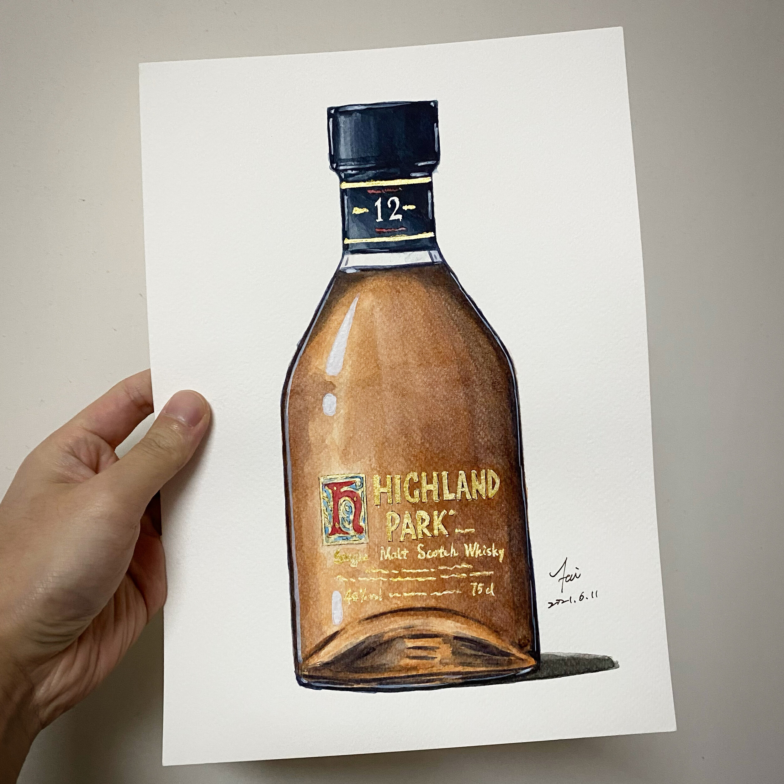 Highland Park 12YO - 1980s - Original Watercolor