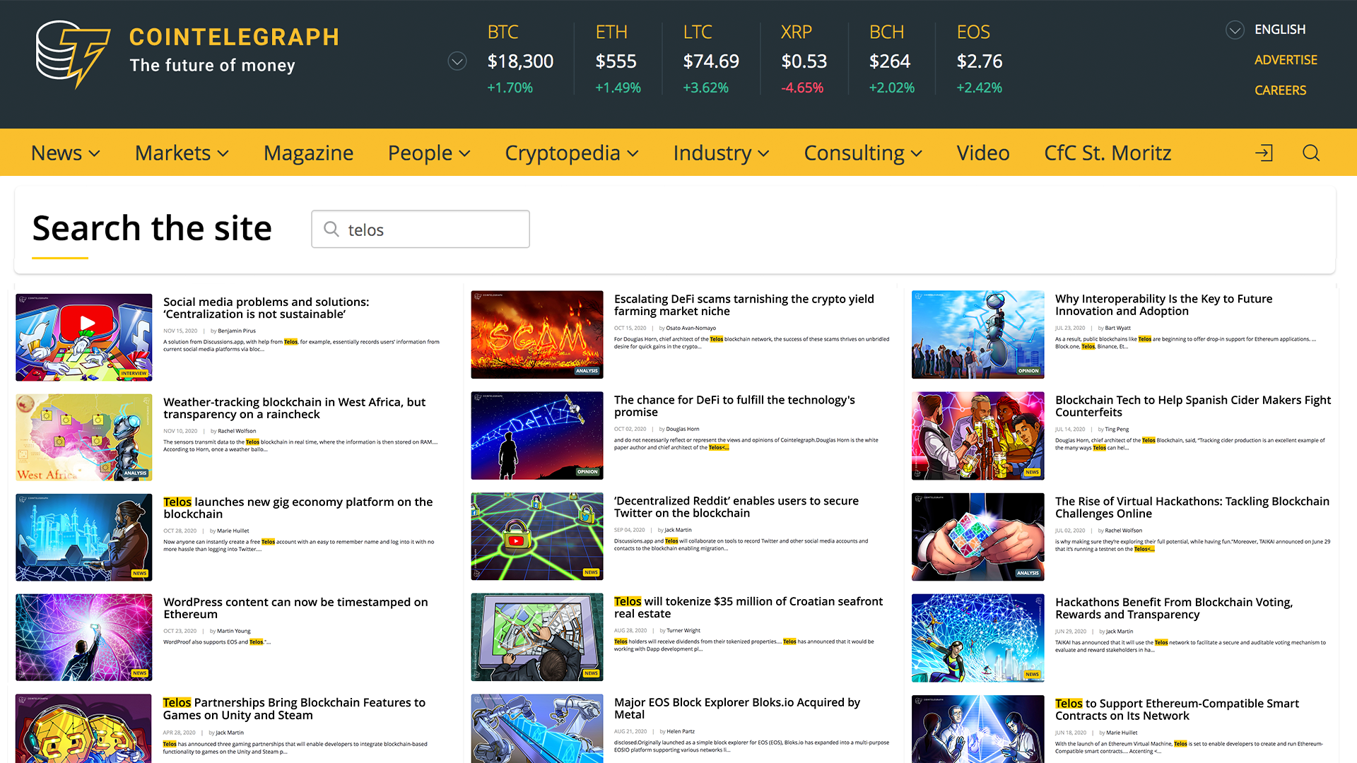Many news outlets have written extensively about Telos projects, innovations and developments.