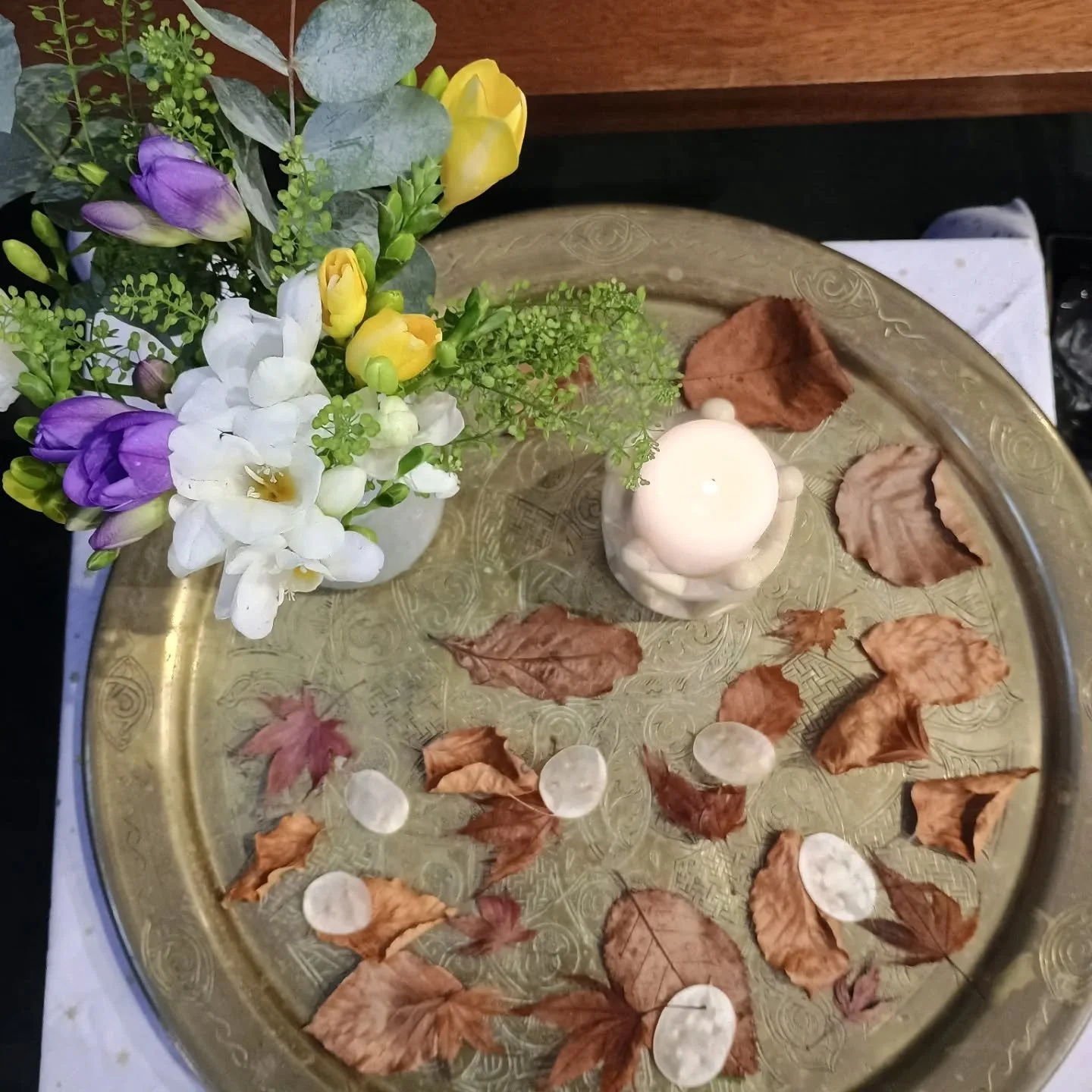 An autumn arrangement to celebrate a long life well lived. The world turns, the seasons change, nothing stays still