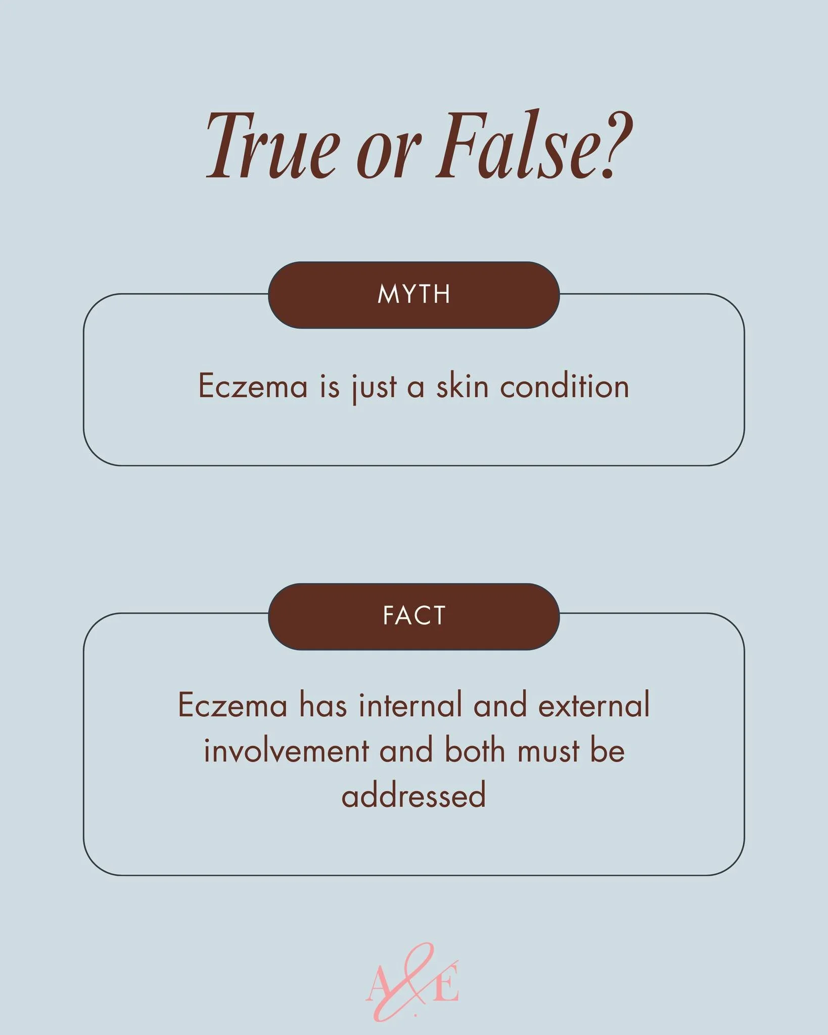 Eczema presents on the skin - it doesn't mean it's "just a skin condition".

It can be a cycle of internal triggers causing disrupted skin barrier which amplifies the internal triggers and around and around we go.

Creating a plan to suppor