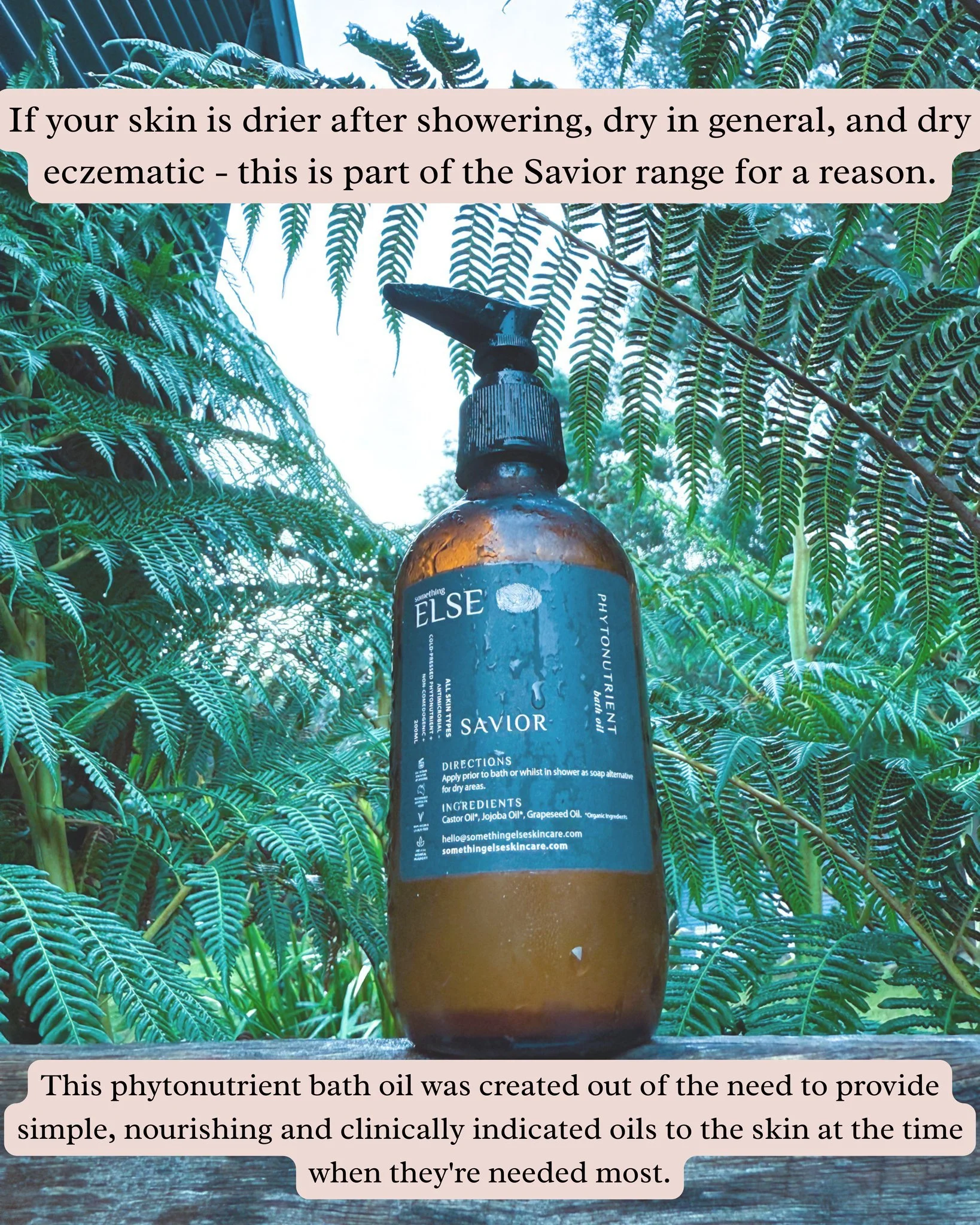 Stop putting s*%t on your skin babe.
If it smells good and looks pretty, then it's probably got a whole lot of stuff your skin doesn't like, doesn't need and is potentially making your skin worse.

Our Phytonutrient Bath/Shower oil formula can be use