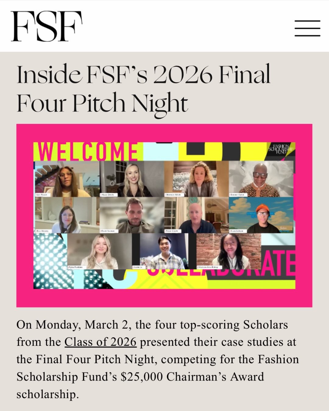 Now live on THE LATEST: our recap of last week&rsquo;s Final Four Pitch Event, when this year&rsquo;s four FSF Finalists shared their top-scoring Case Studies to our panel of judges in competition for the FSF Chairman&rsquo;s Award. Click the link in