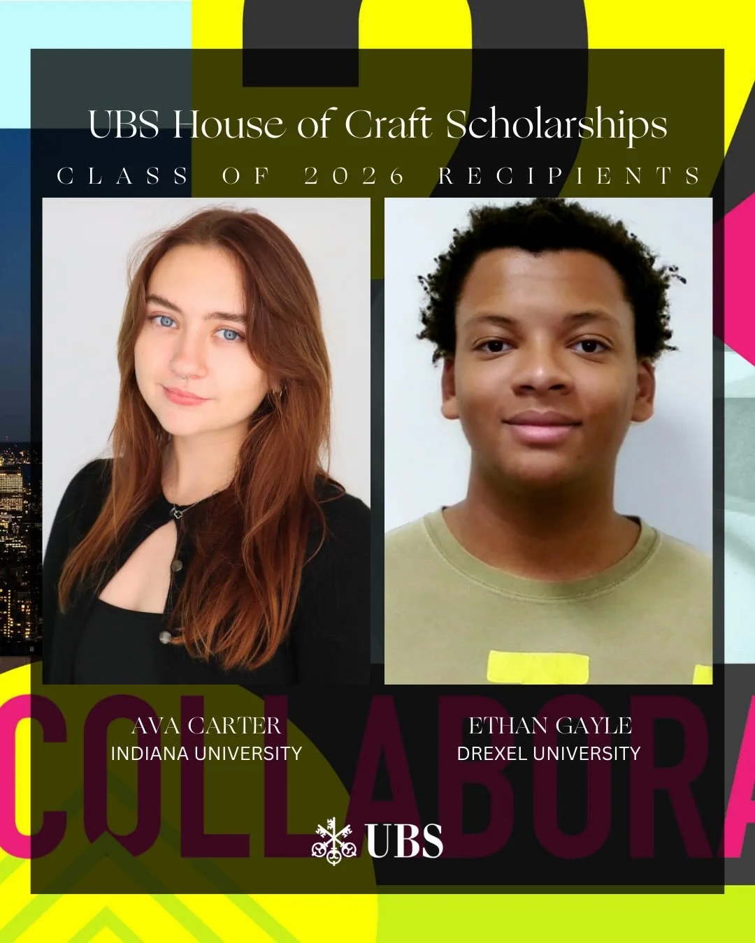 We&rsquo;re excited to announce our Class of 2026 Named Scholars, starting with the five recipients of the UBS House of Craft Scholarships: Ava Carter, Ethan Gayle, Asia Hertz, Anna Beth Mauldin, and Fiona Otto!
⠀⠀⠀⠀⠀⠀⠀⠀⠀
These Scholars were selected