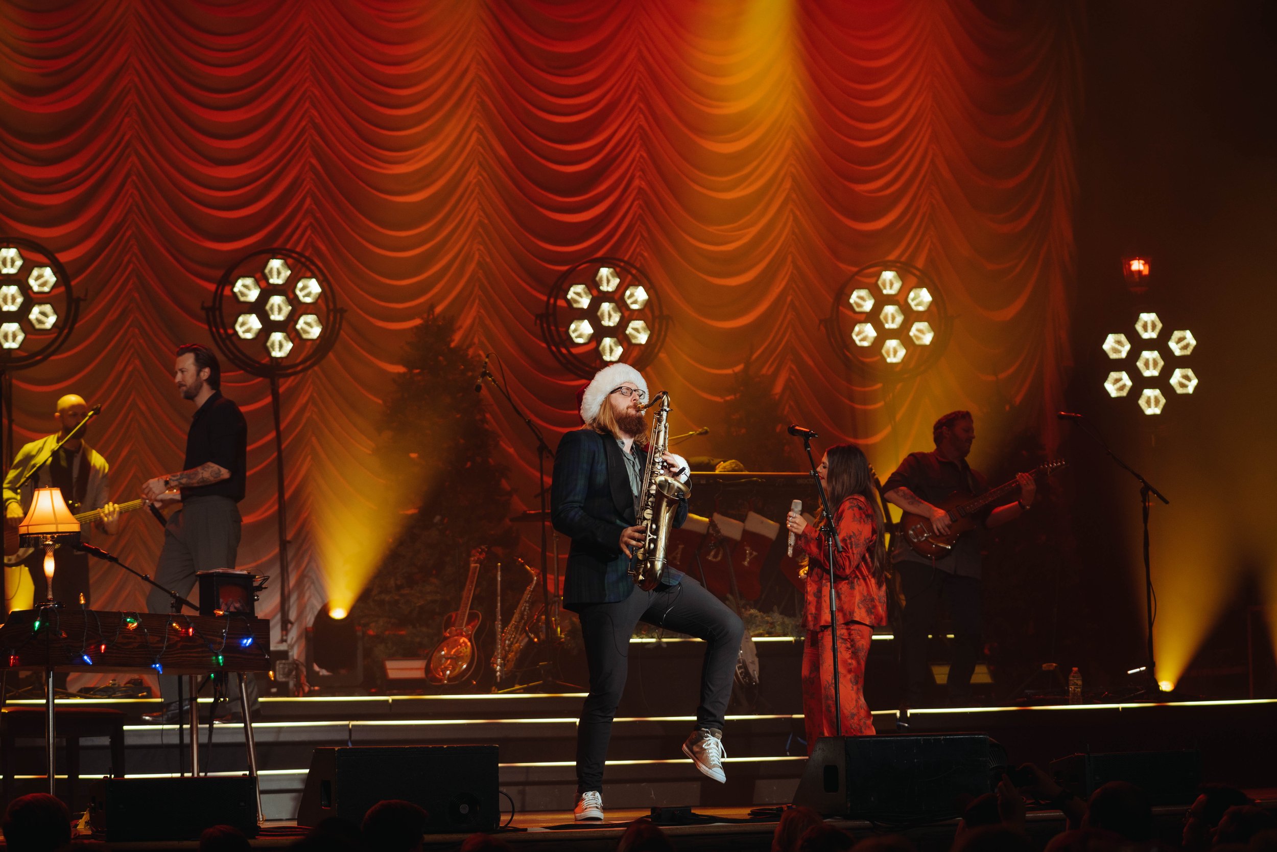 Paul Bowen playing saxophone with Lady A.