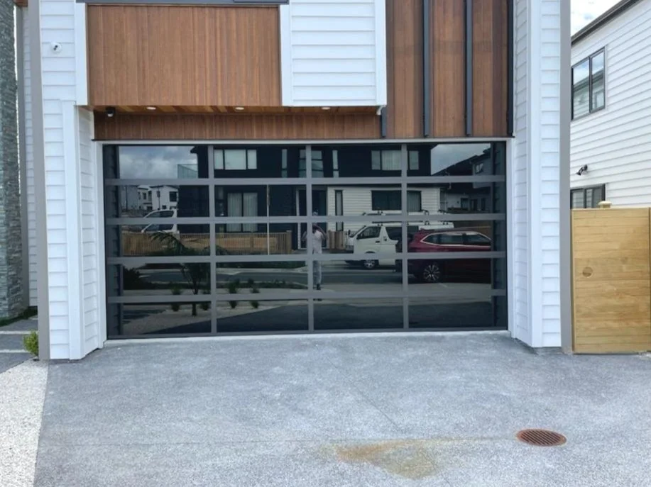 Tinted glass garage door