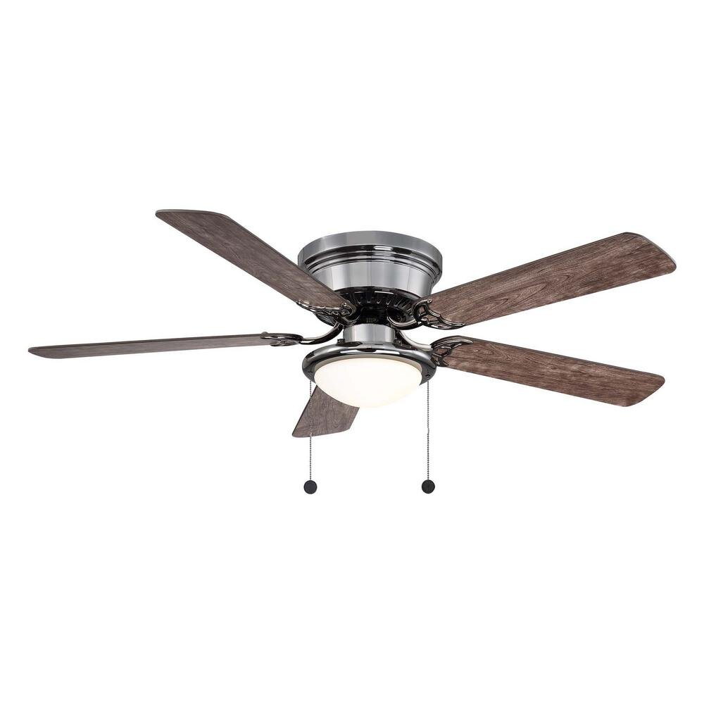 Ceiling Fan with Light Kit Hugger 52 in LED Indoor Flush Mount Brushed Nickel 