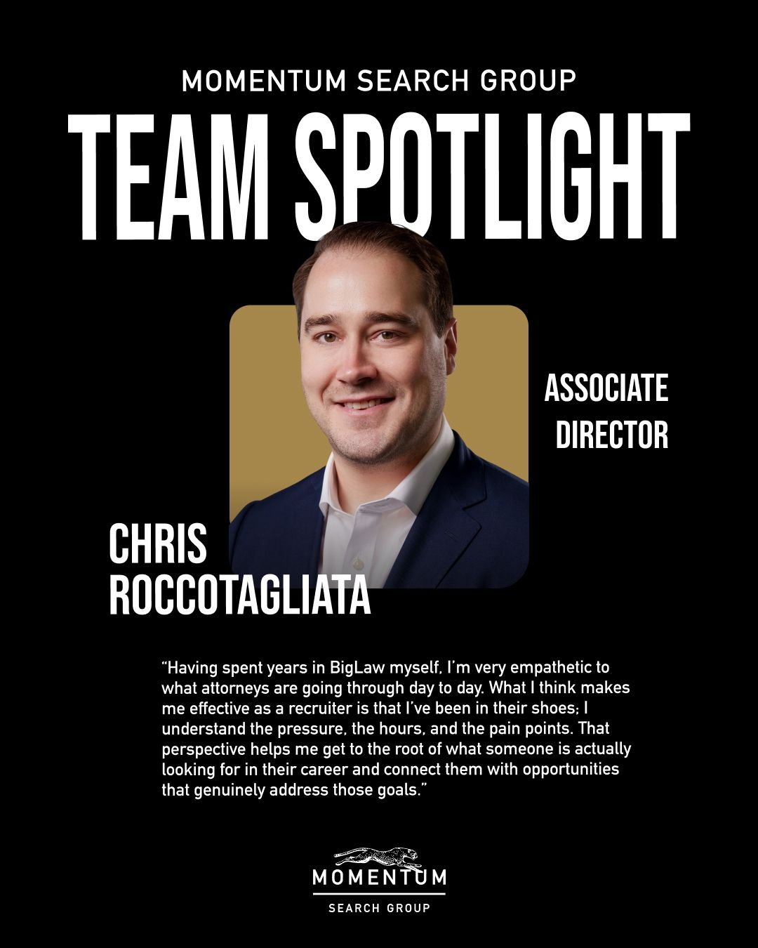 BigLaw experience shapes better recruiting.

Having worked in BigLaw, Chris brings real empathy for what attorneys are navigating day to day. The pressure, the hours, and what actually matters in a next move.

Take a deeper look into what makes Chris