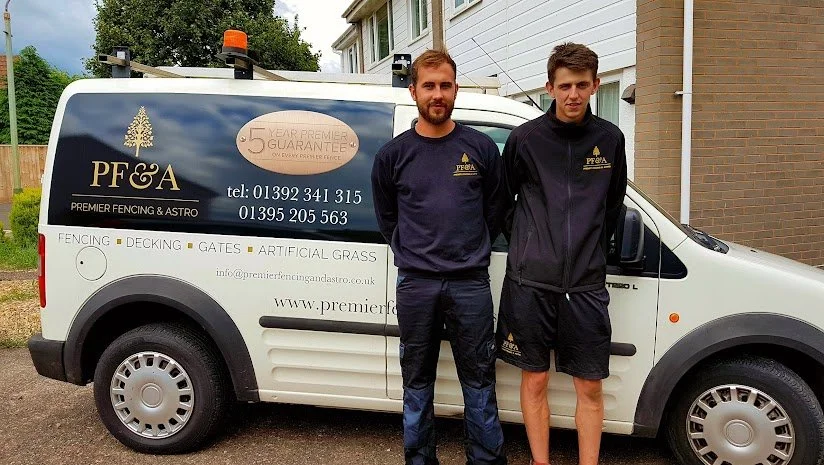 Premier Fencing & Astro Team in front of Van