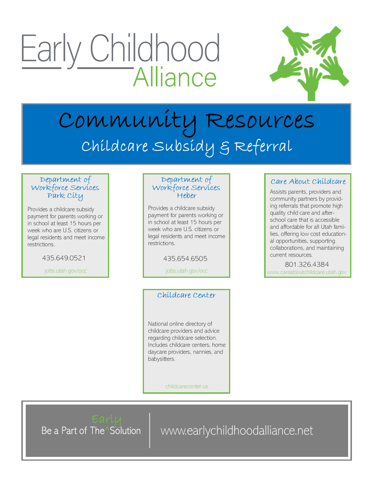 Childcare Subsidy &amp; Referral Community Resources