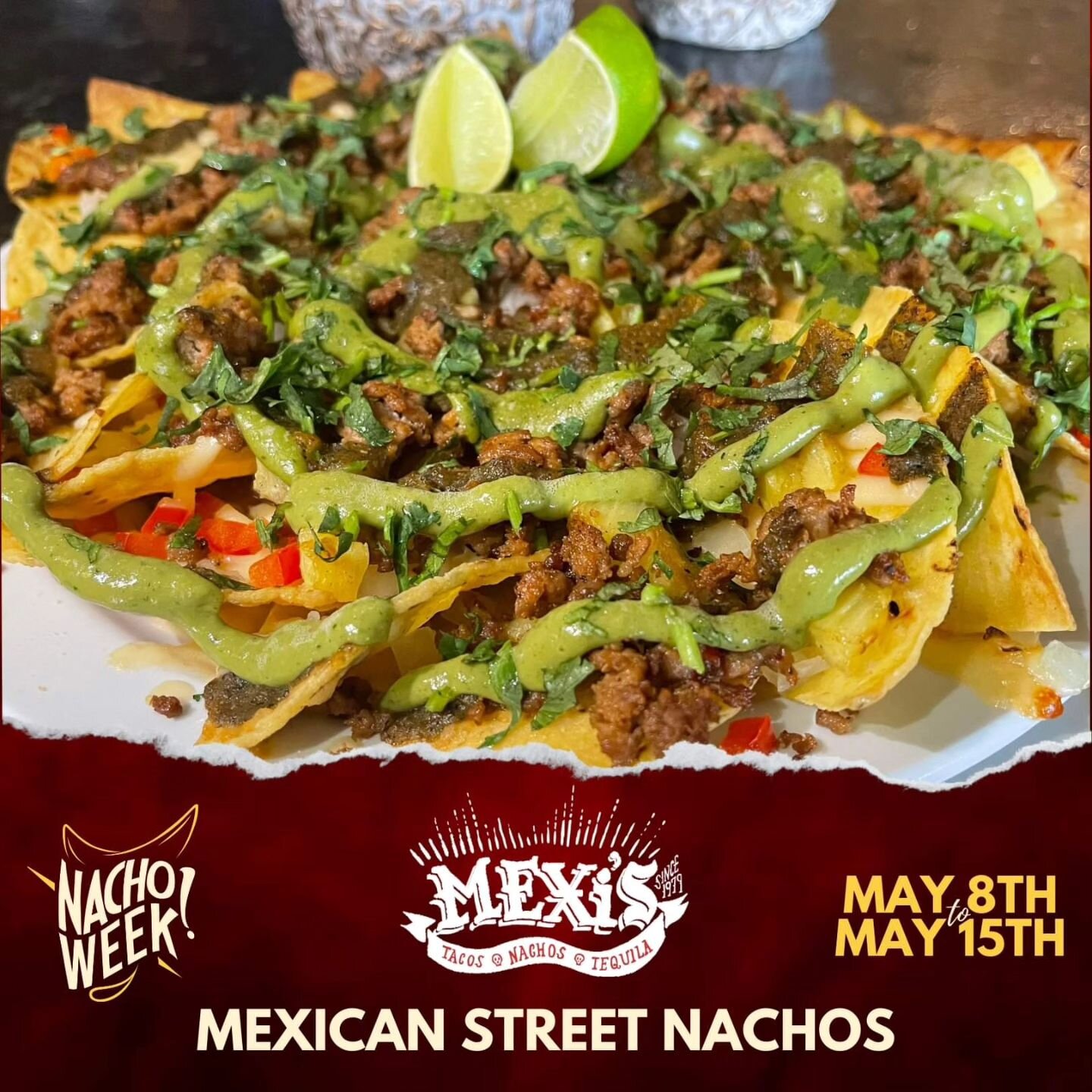 Get ready for a fiesta in your mouth with the ultimate Mexican Street Nachos! 🥑🍍🍃

Made with crispy corn chips, grilled pineapple, Mexican chorizo sausage, melted Monterey jack cheese, fresh peppers and onions, and topped with creamy avocado crema