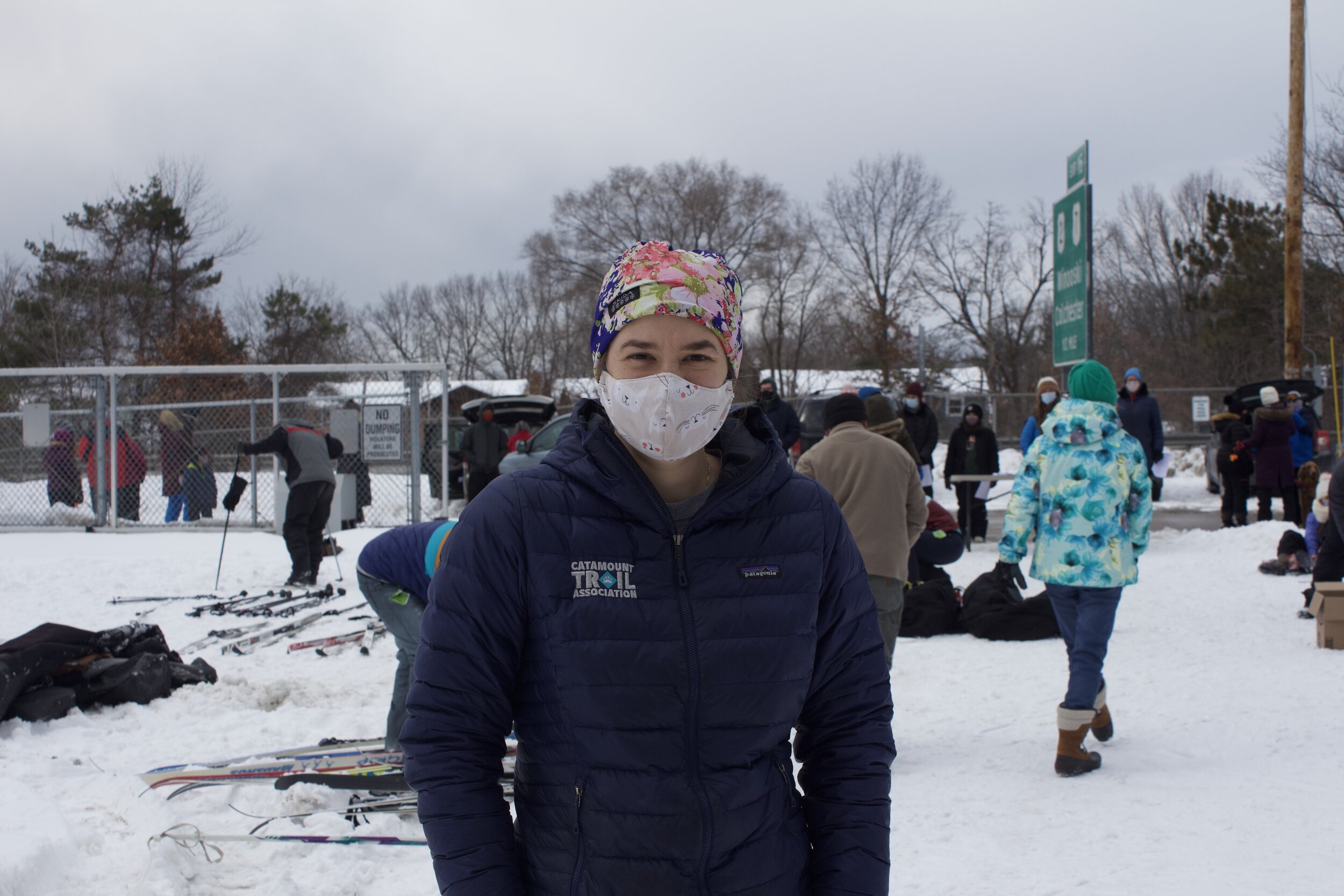   Courtney Dickerson, from the Catamount Trail Association. She runs the weekend ski program and brings all of the free rental equipment. She loves that she can give back to the community and create opportunity for Vermonters to do something they may