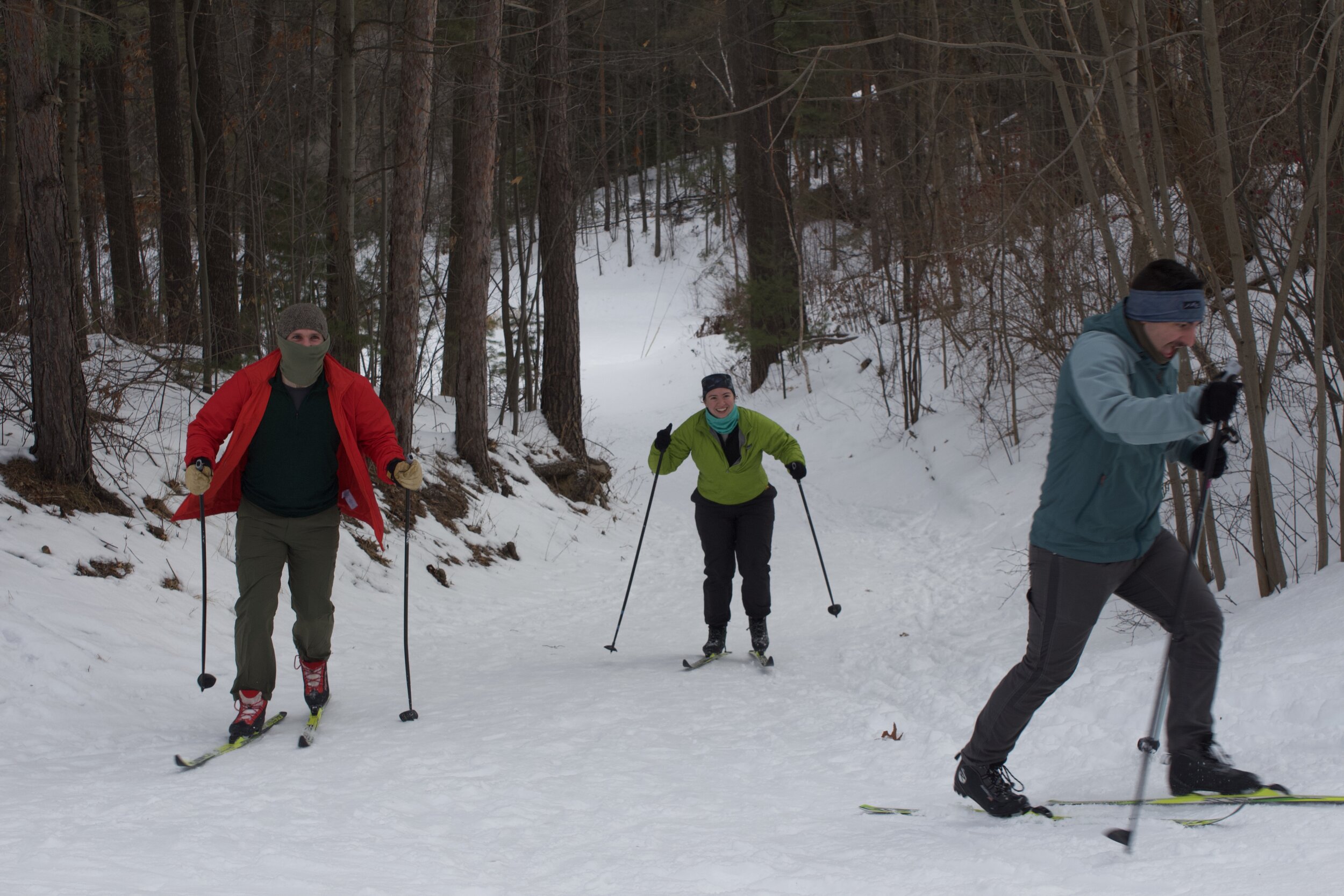   Friends compete to see who can get up the hill the fastest, and look like they’re having a great time!  