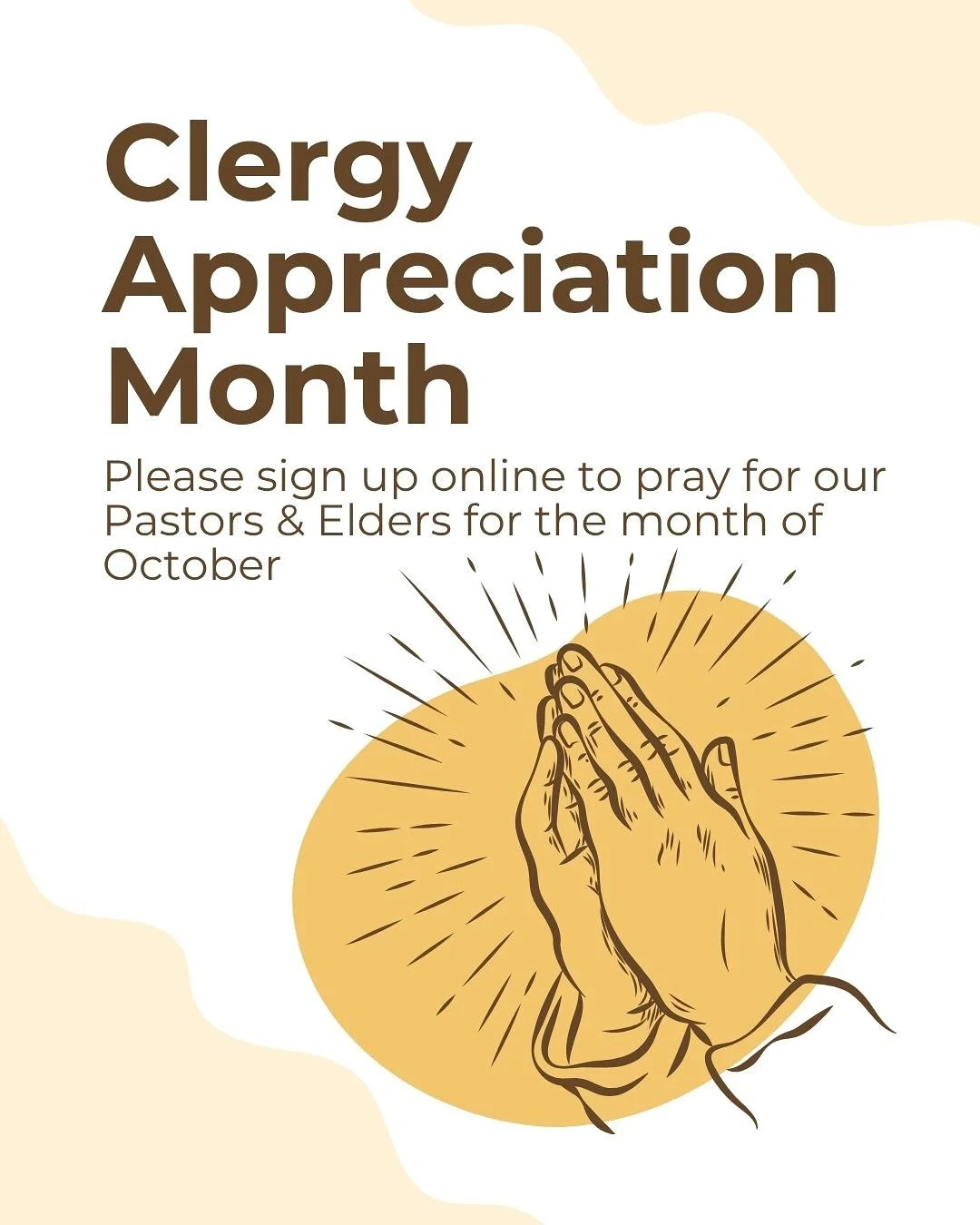 📣This Week’s Announcements
🔹October is Clergy Appreciation Month! Please sign up at the link in our bio to make sure to cover our pastors and elders in prayer every day this month!
🔹 We are kicking off a 3 week class that will focus on the
