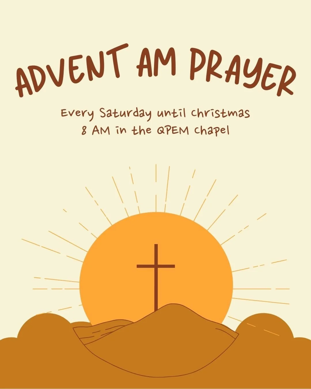 📣 This Week&rsquo;s Announcements

🔹 Morning prayer meetings for this Advent season continue this Saturday, December 13th at 8AM in the QPEM Chapel. Join us as we prepare our hearts for Christmas!

🔹 We will having our Christmas Visitation to the 