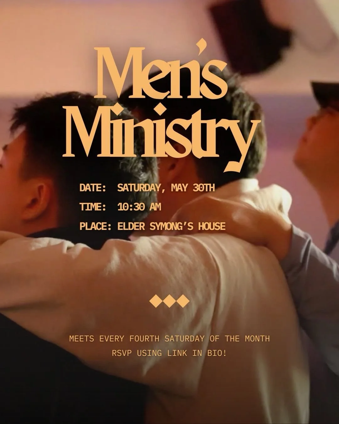 📣 This Week&rsquo;s Announcements

🔹 Men&rsquo;s ministry will be meeting this Saturday at 10:30 AM. Join us for a time of fellowship, teaching, and growth in biblical manhood. Please RSVP by Tuesday in order for us to get a head count for lunch.

