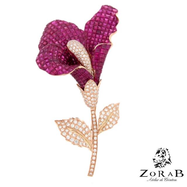Bold yet elegant, our Zorab Atelier de Creation calla lily brooch is adorned with radiant rubies. http://bit.ly/Ttrjnf