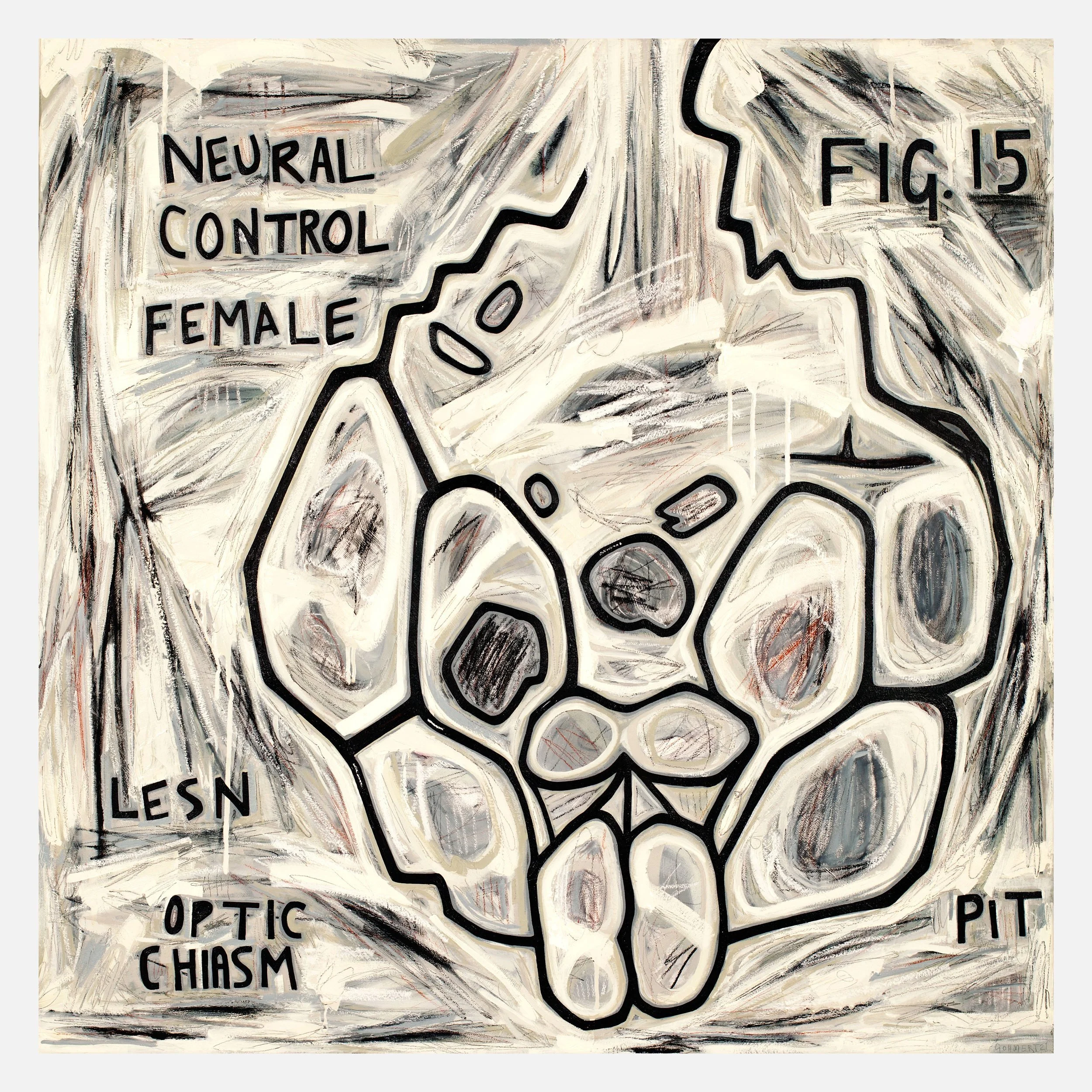   Neural Control (Female ), 2021 Mixed media on canvas 100 x 100 cm 